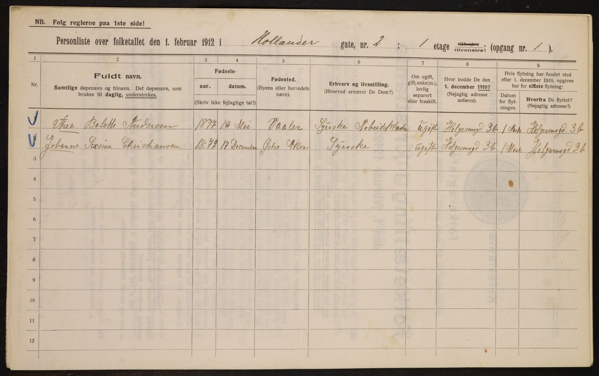 OBA, Municipal Census 1912 for Kristiania, 1912, p. 41031