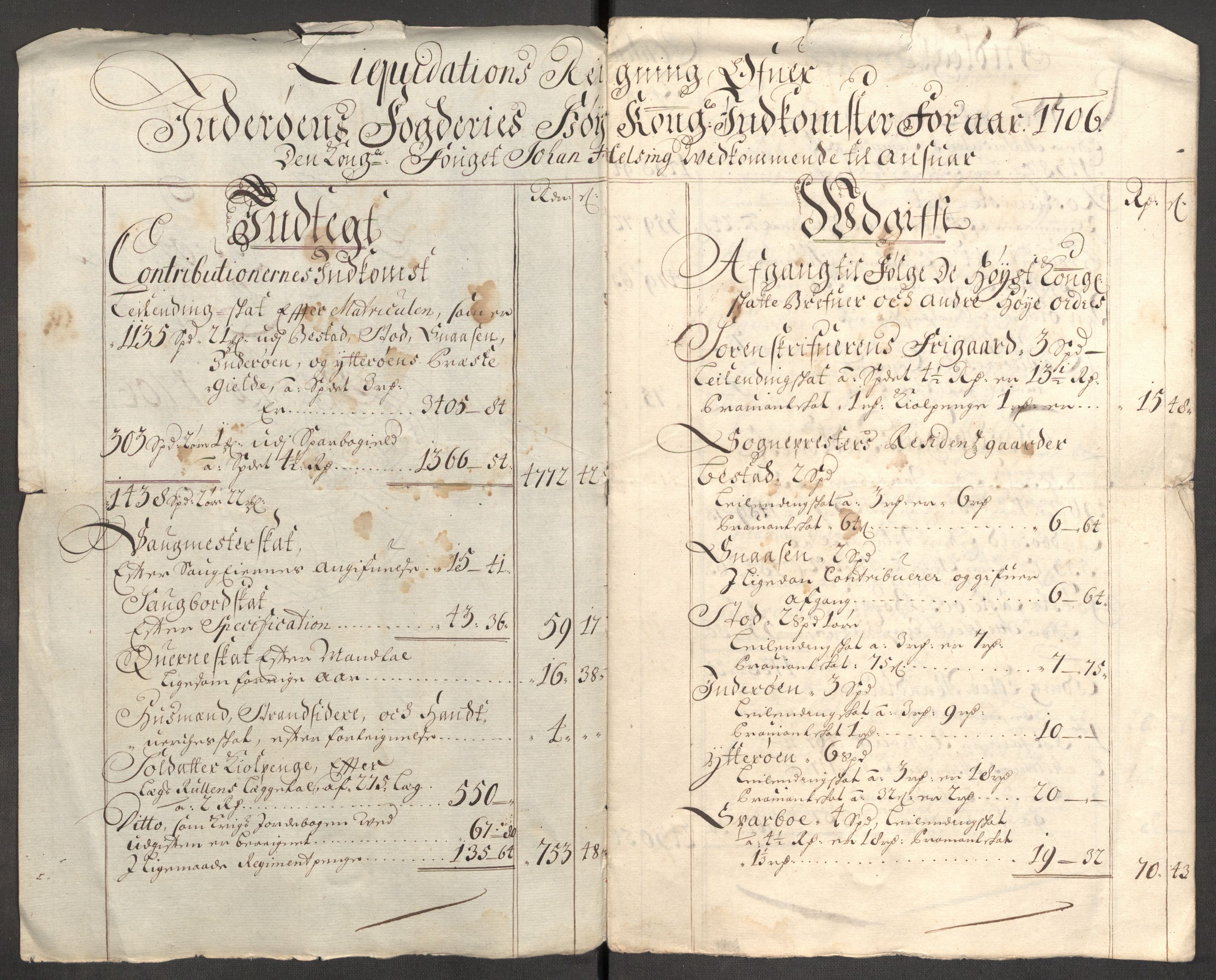 Rentekammeret inntil 1814, Reviderte regnskaper, Fogderegnskap, RA/EA-4092/R63/L4315: Fogderegnskap Inderøy, 1706-1707, p. 17