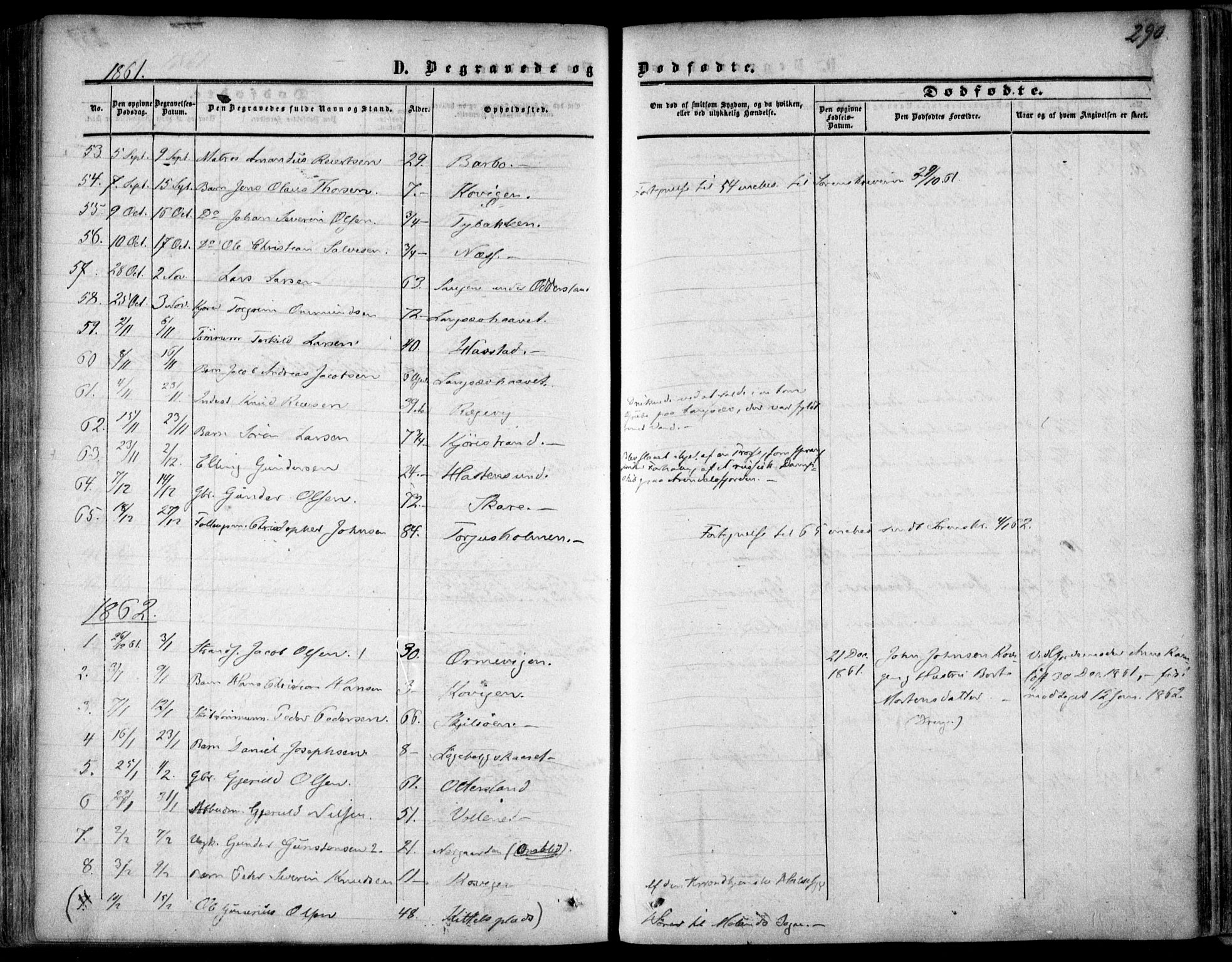 Tromøy sokneprestkontor, SAK/1111-0041/F/Fa/L0006: Parish register (official) no. A 6, 1855-1863, p. 290