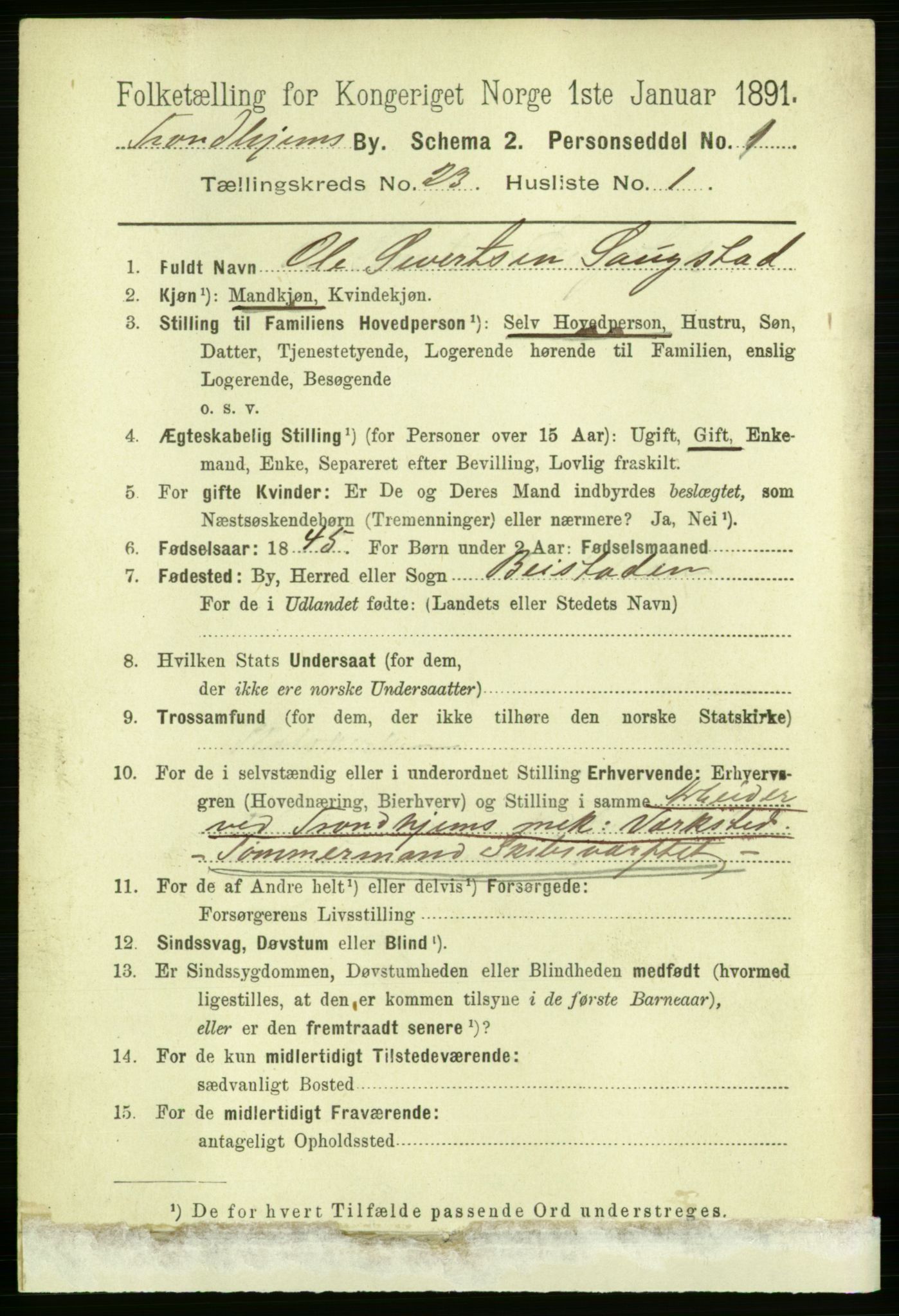 RA, 1891 census for 1601 Trondheim, 1891, p. 17255