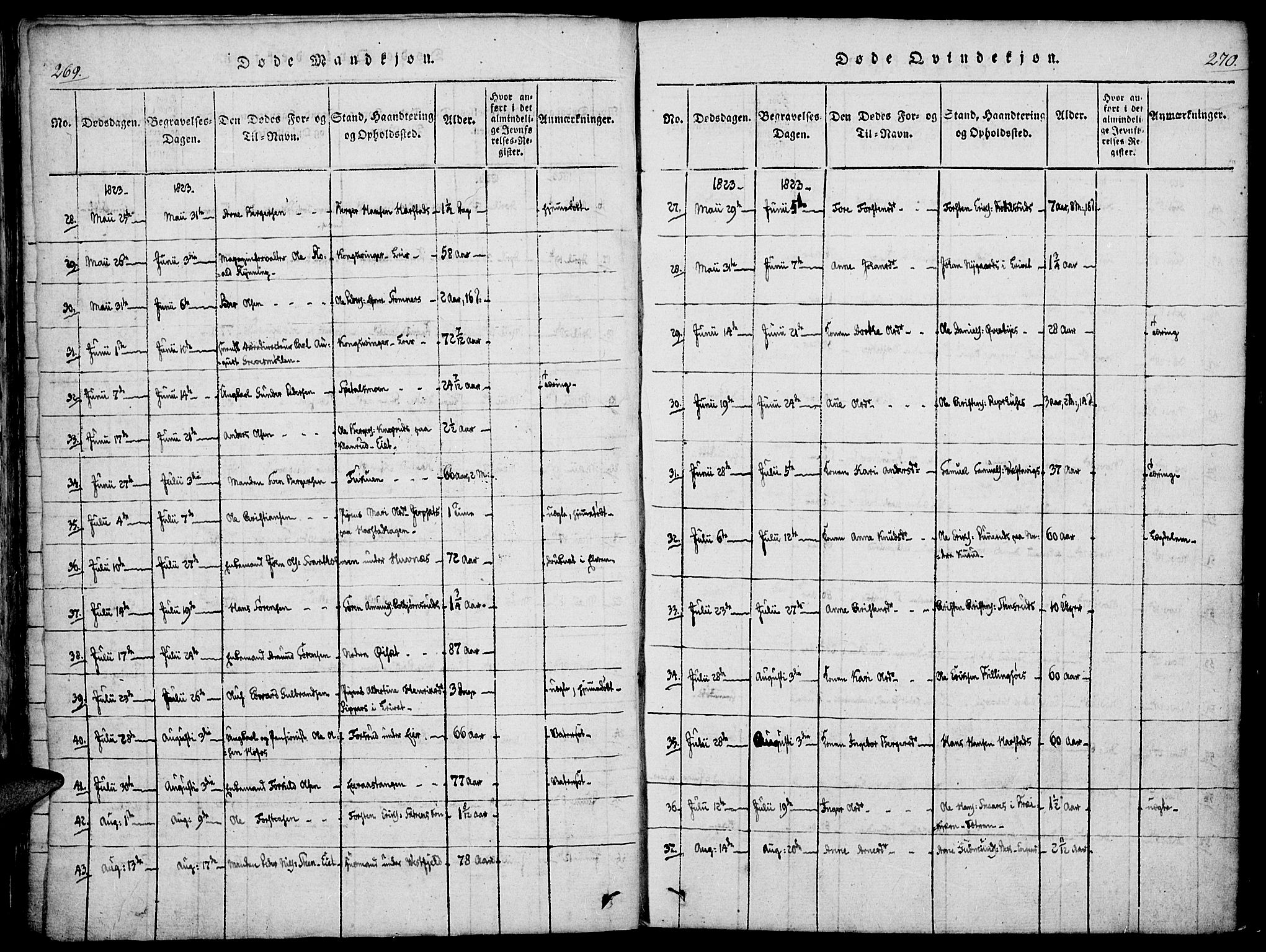 Vinger prestekontor, AV/SAH-PREST-024/H/Ha/Haa/L0006: Parish register (official) no. 6, 1814-1825, p. 269-270