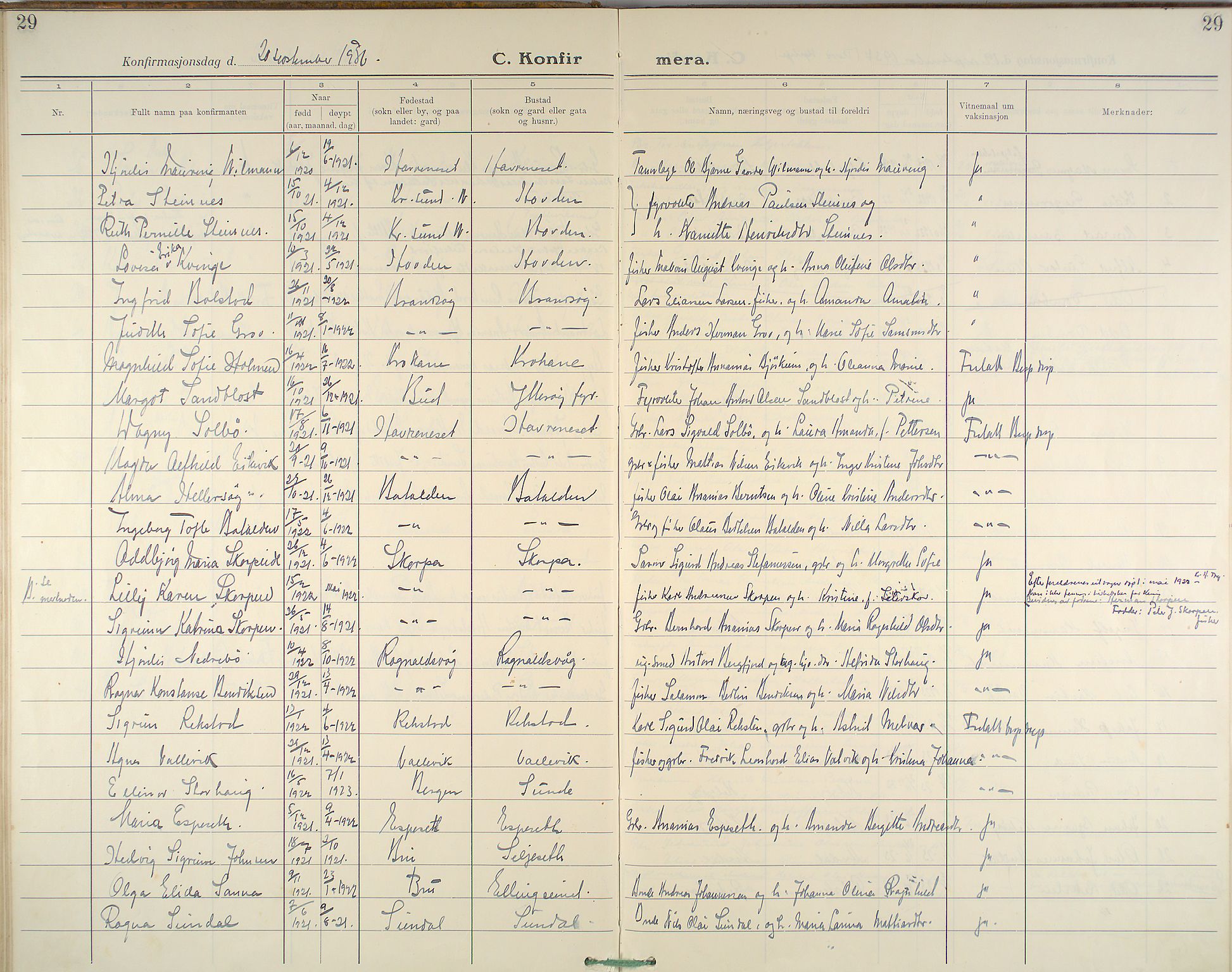 Kinn sokneprestembete, AV/SAB-A-80801/H/Haa/Haab/L0007: Parish register (official) no. B 7, 1926-1964, p. 29