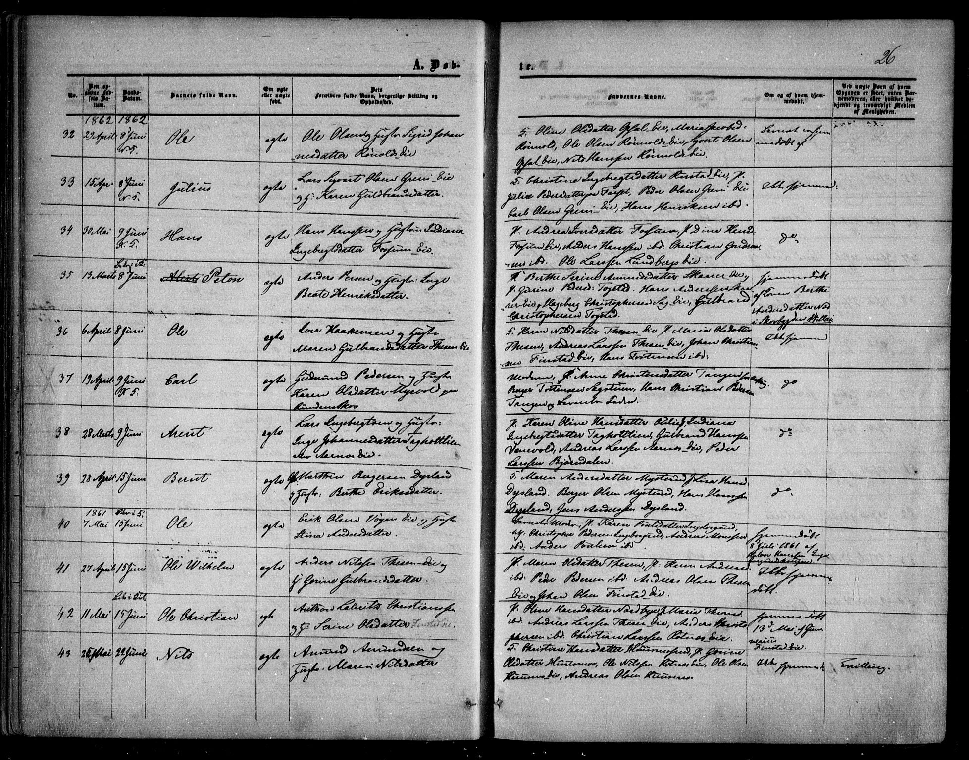 Nes prestekontor Kirkebøker, SAO/A-10410/F/Fa/L0008: Parish register (official) no. I 8, 1859-1874, p. 26