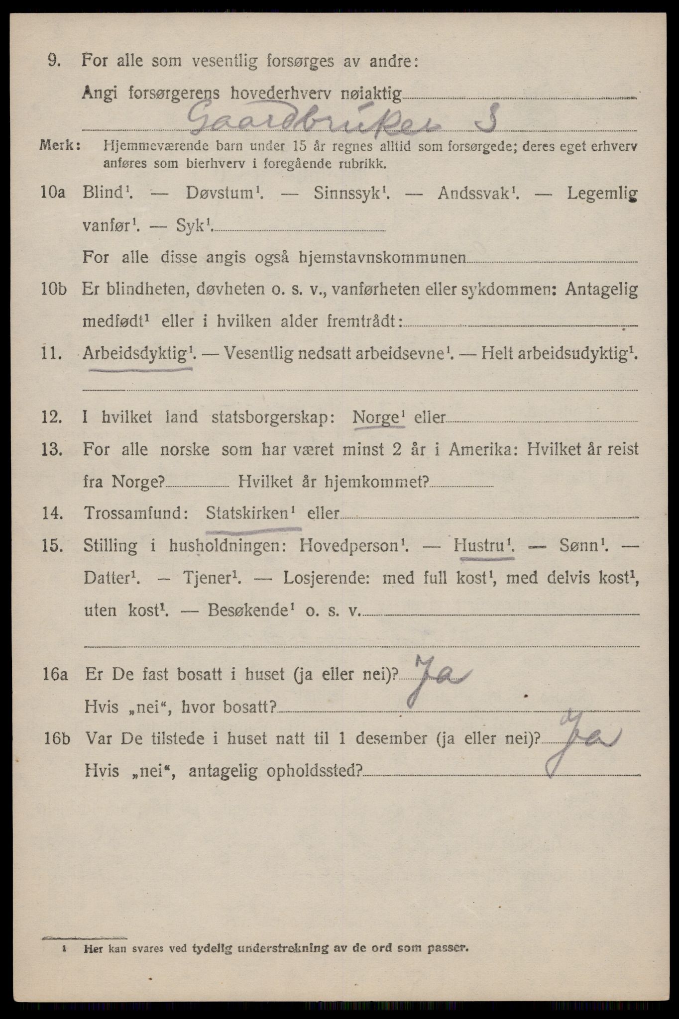 SAST, 1920 census for Strand, 1920, p. 3539