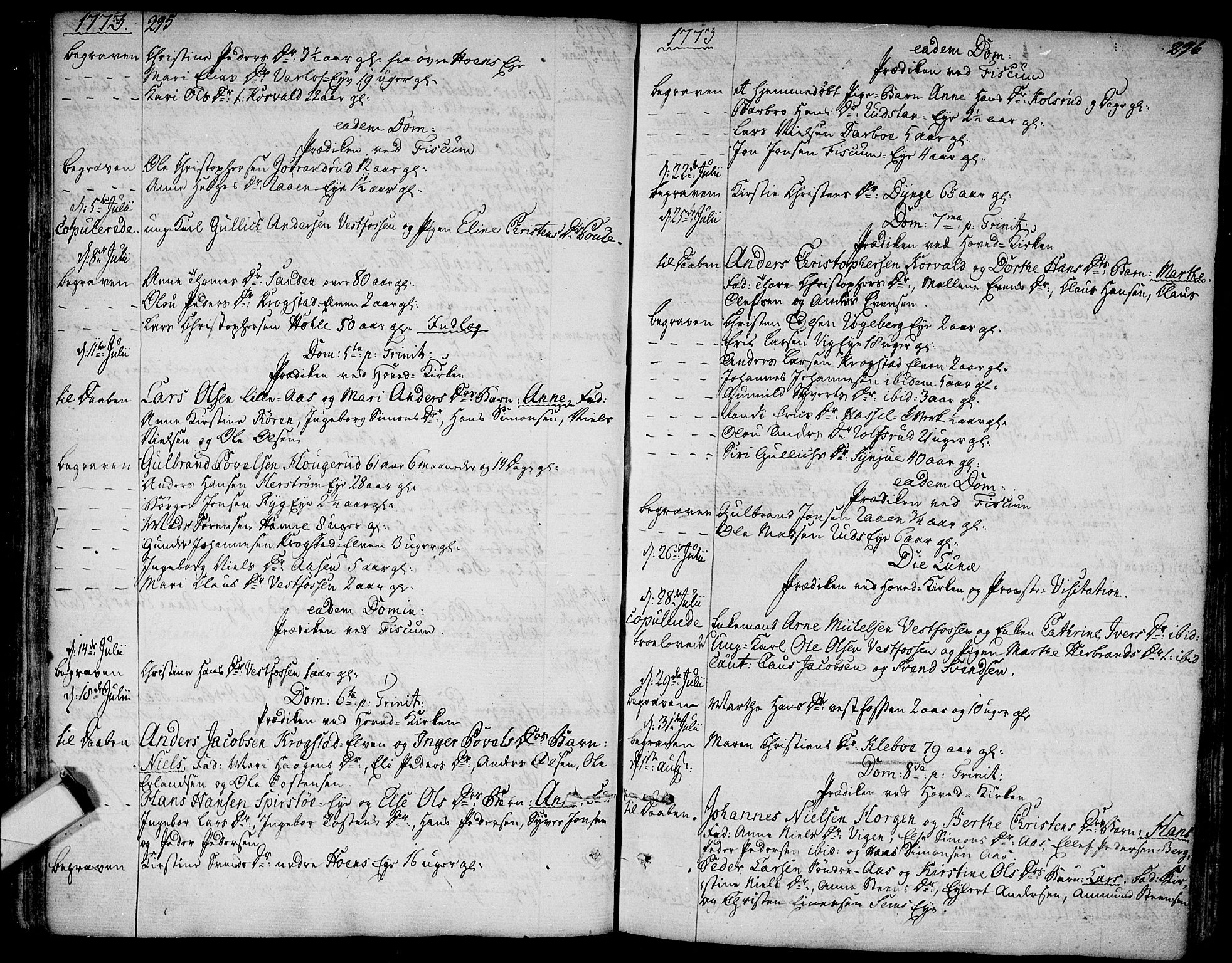 Eiker kirkebøker, SAKO/A-4/F/Fa/L0008: Parish register (official) no. I 8, 1764-1788, p. 295-296