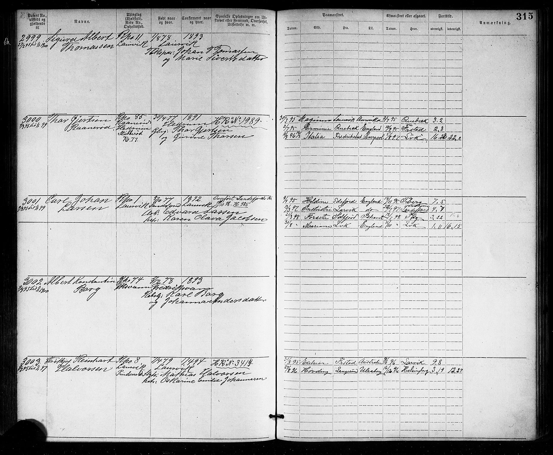Larvik innrulleringskontor, AV/SAKO-A-787/F/Fb/L0001: Annotasjonsrulle, 1876-1904, p. 315