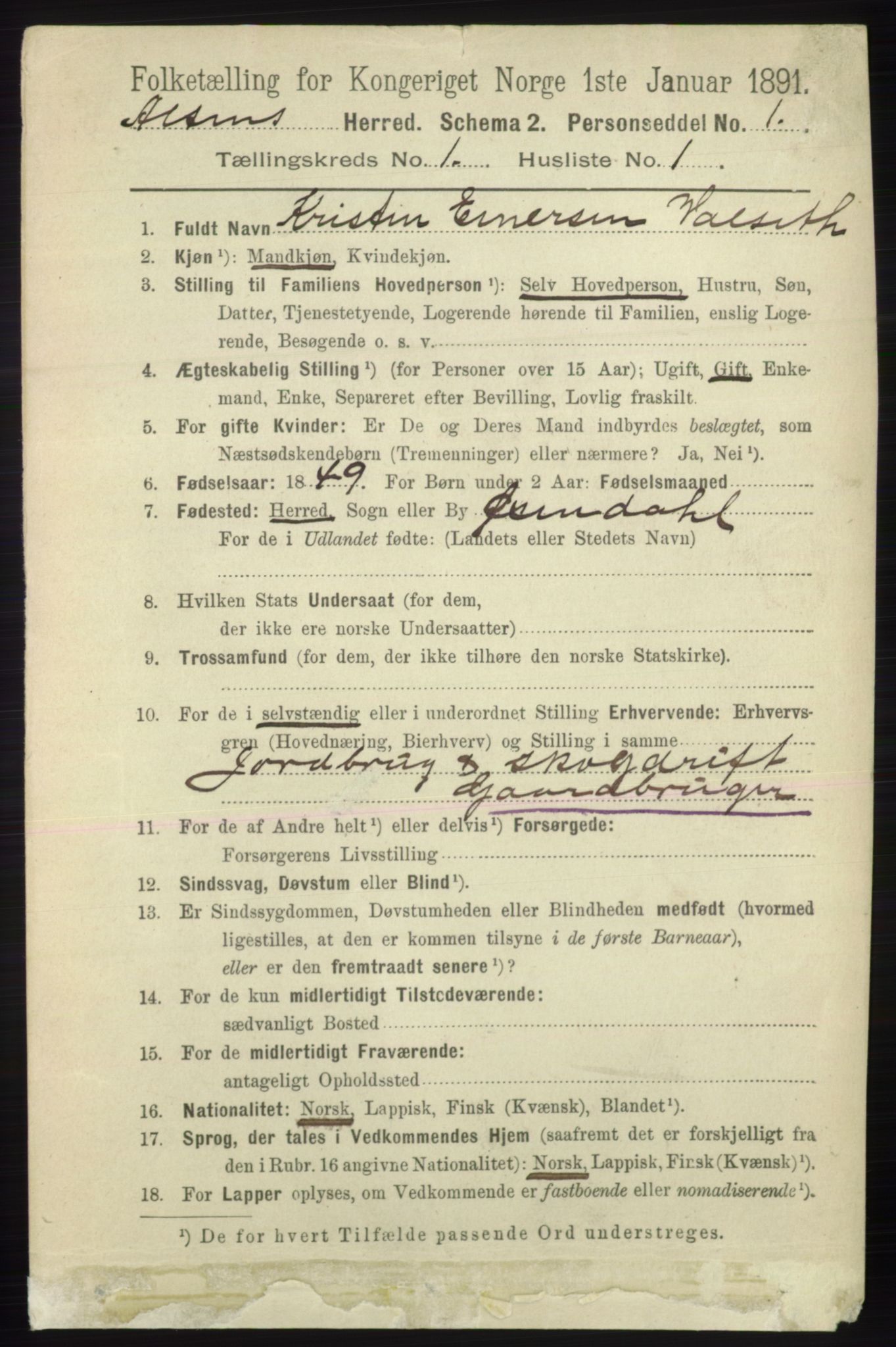 RA, 1891 census for 2012 Alta, 1891, p. 82