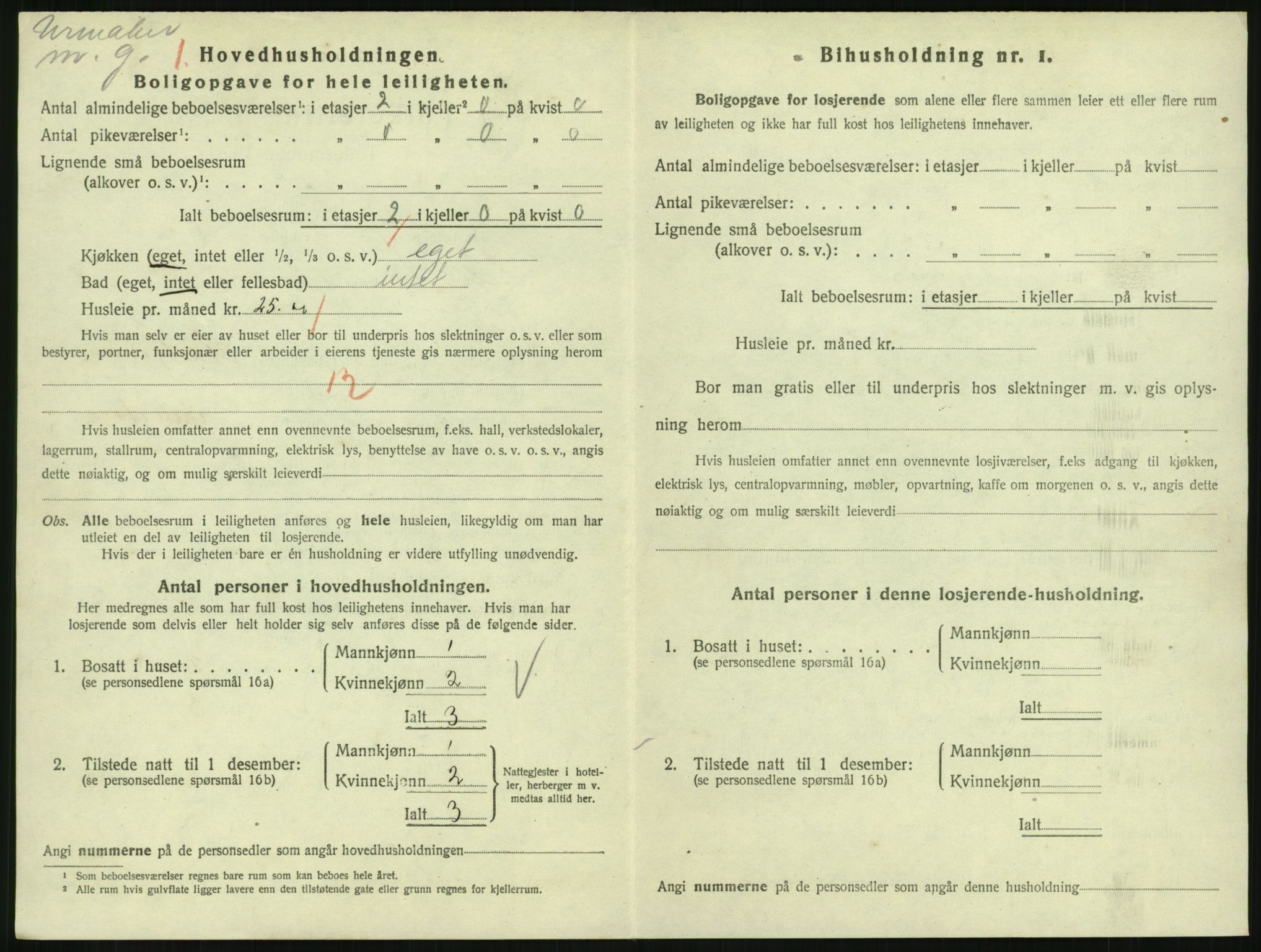 SAH, 1920 census for Lillehammer, 1920, p. 2911