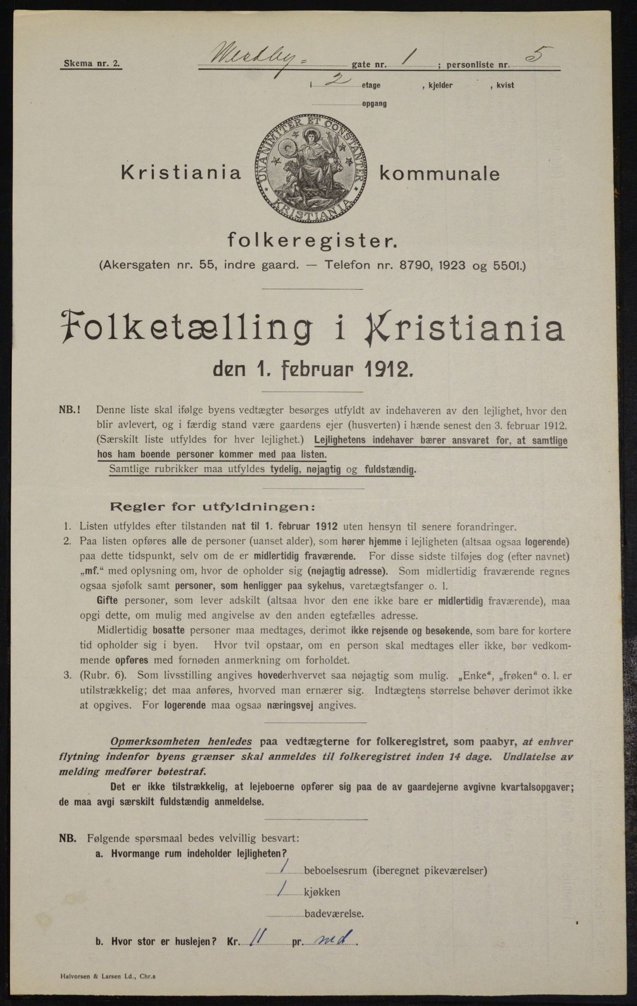 OBA, Municipal Census 1912 for Kristiania, 1912, p. 122258