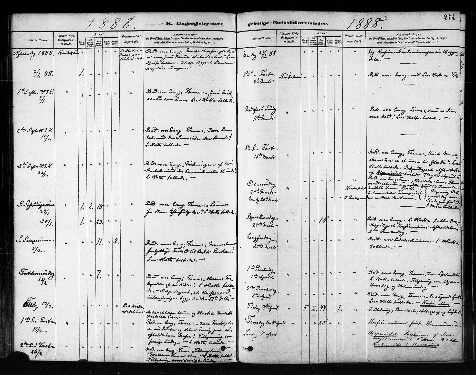 Kautokeino sokneprestembete, SATØ/S-1340/H/Ha/L0004.kirke: Parish register (official) no. 4, 1877-1896, p. 274