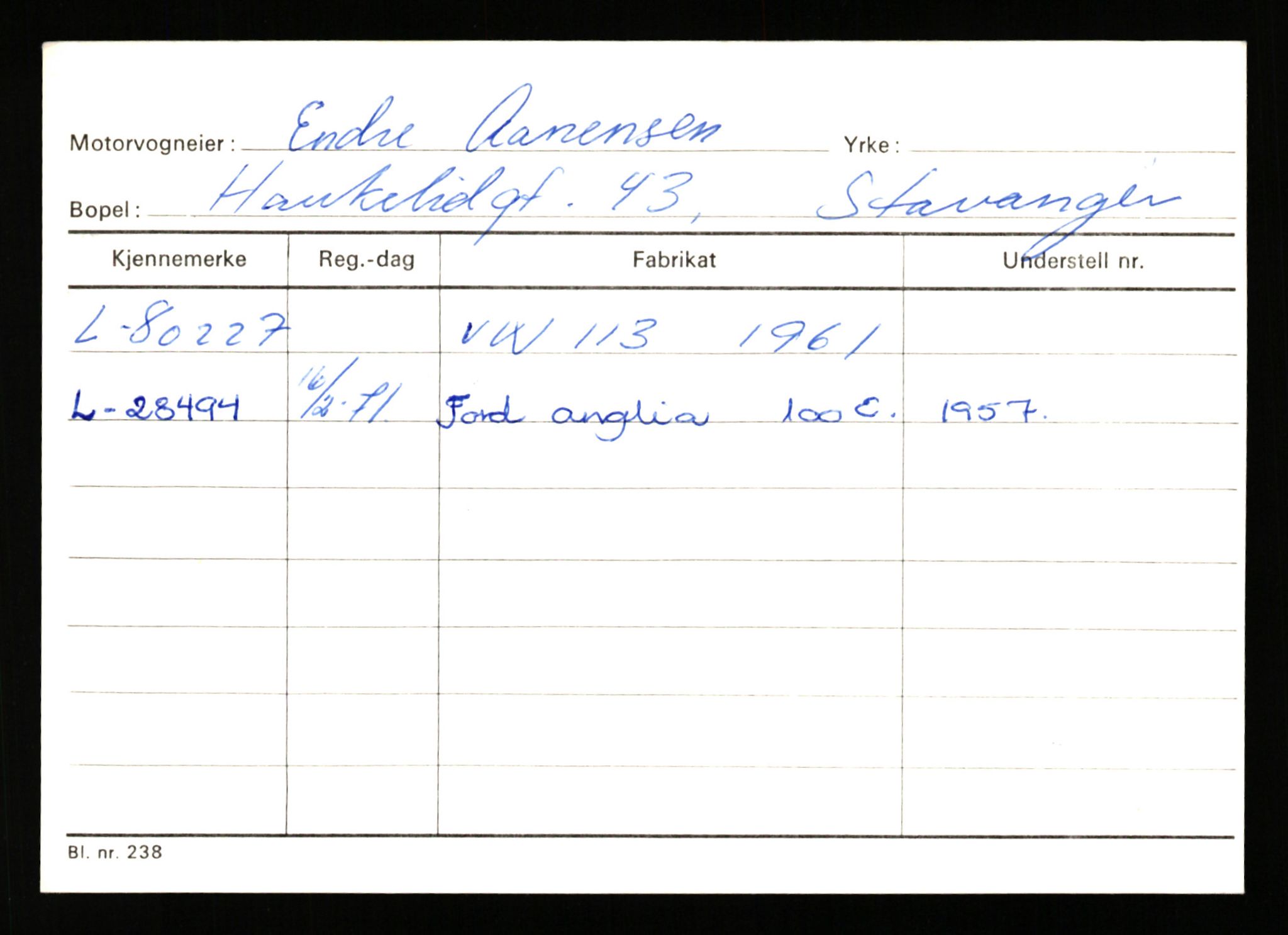 Stavanger trafikkstasjon, SAST/A-101942/0/H/L0045: Åmodt - Åvendal, 1930-1971, p. 107