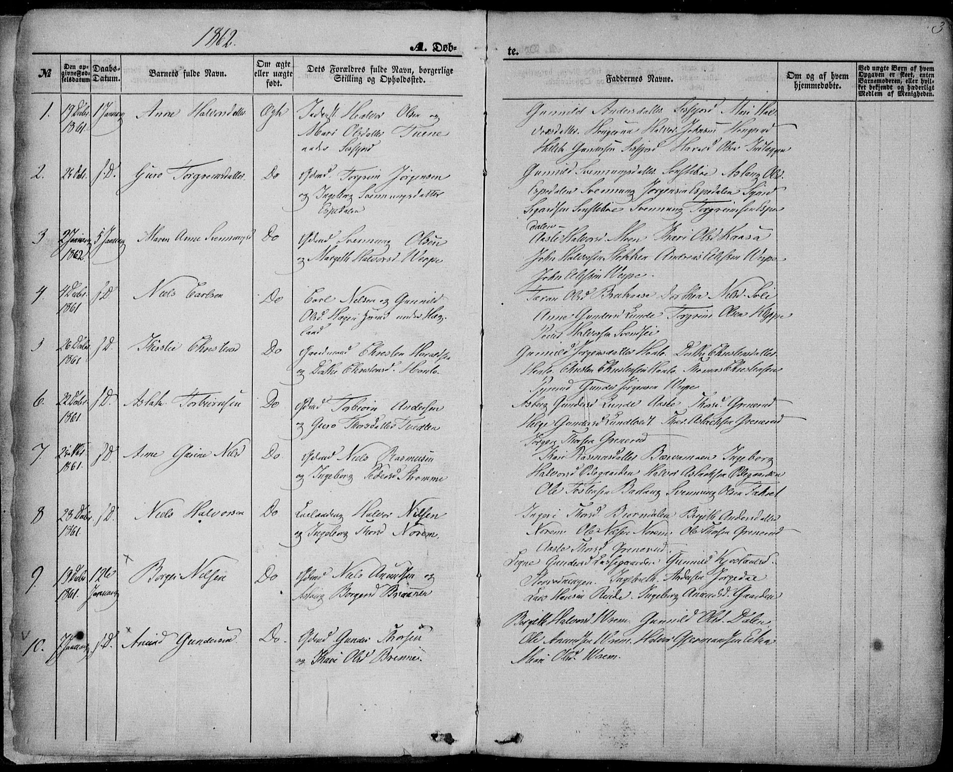 Bø kirkebøker, SAKO/A-257/F/Fa/L0009: Parish register (official) no. 9, 1862-1879, p. 3