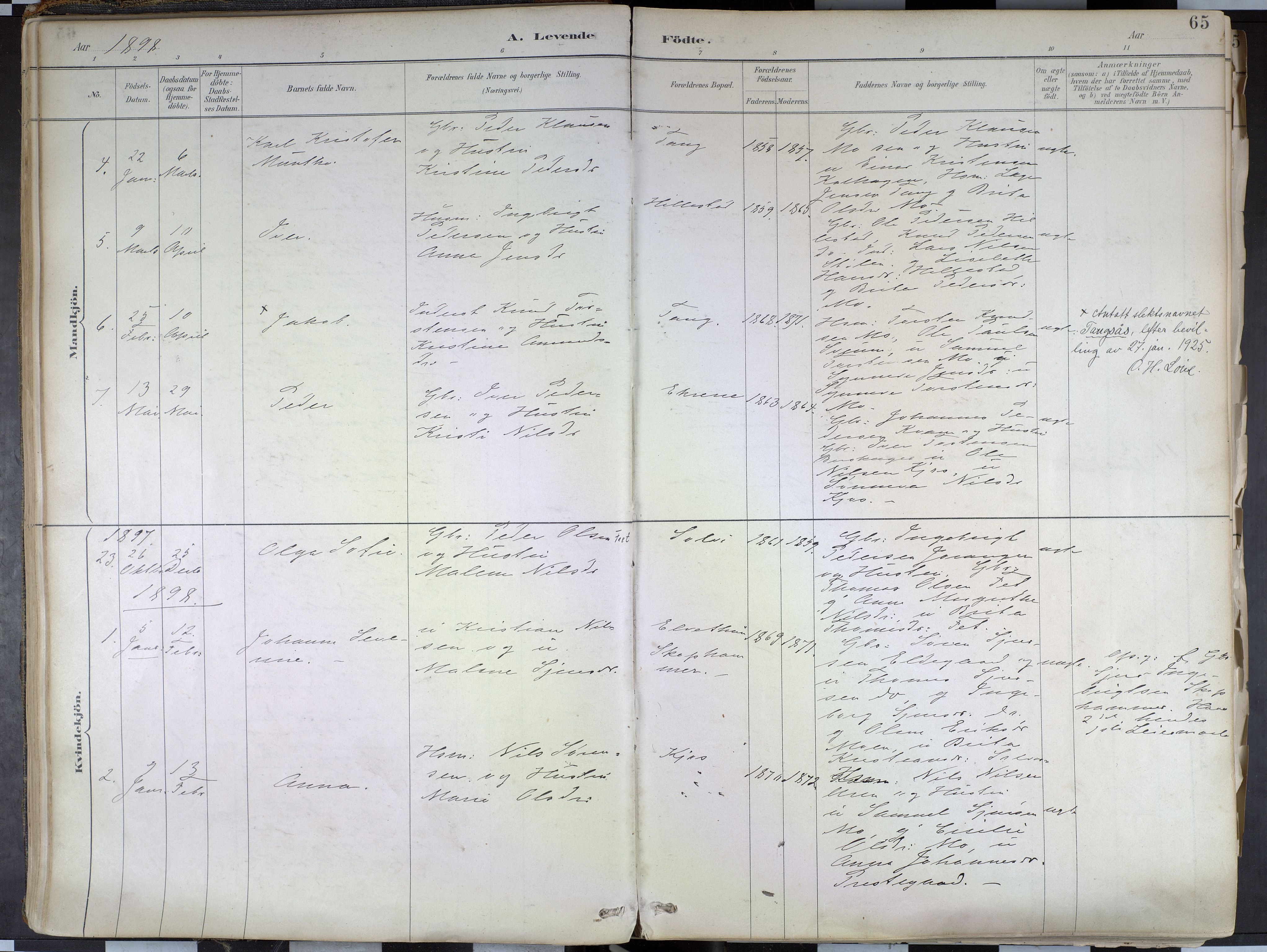 Hafslo sokneprestembete, AV/SAB-A-80301/H/Haa/Haab/L0001: Parish register (official) no. B 1, 1886-1945, p. 65