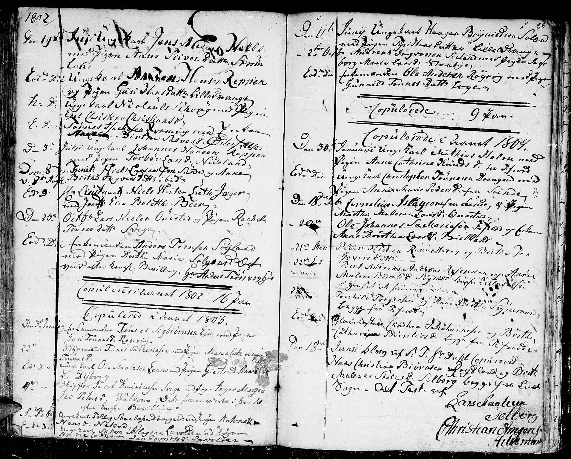 Flekkefjord sokneprestkontor, SAK/1111-0012/F/Fb/Fbc/L0002: Parish register (copy) no. B 2, 1801-1816, p. 88