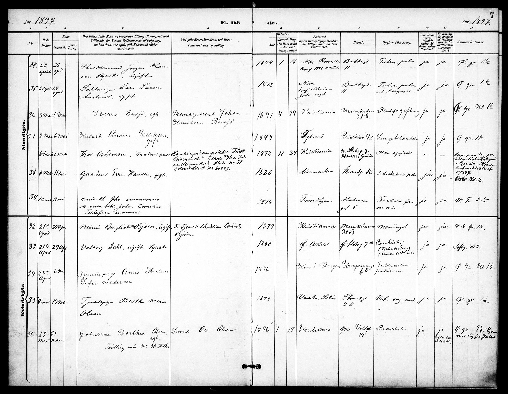 Johannes prestekontor Kirkebøker, AV/SAO-A-10852/F/Fa/L0008: Parish register (official) no. 8, 1897-1917, p. 7