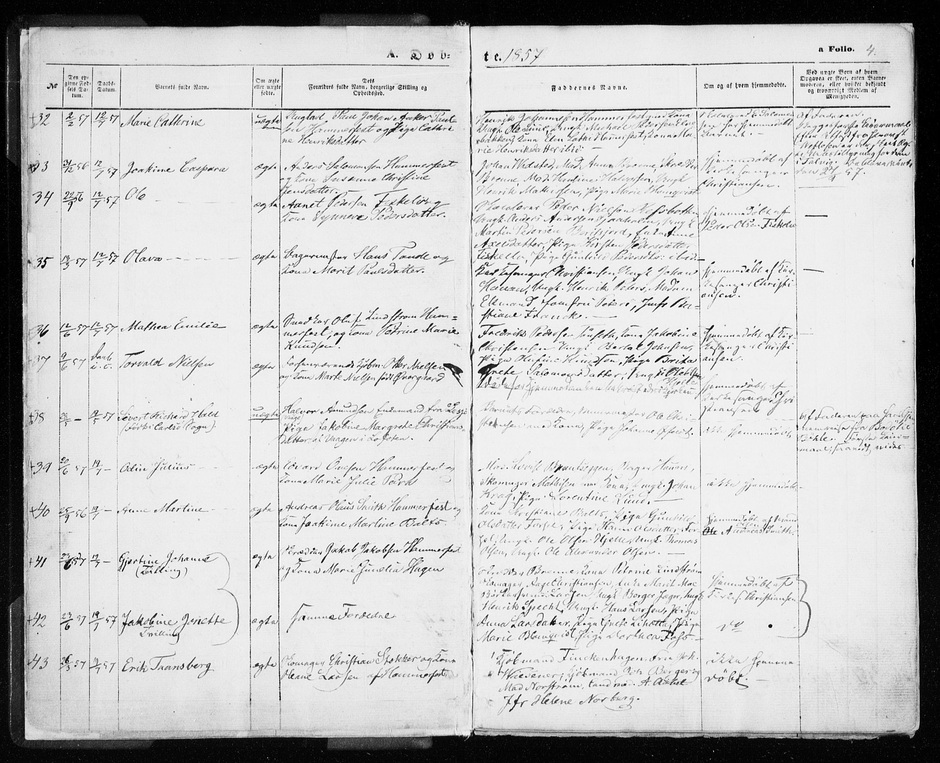 Hammerfest sokneprestkontor, SATØ/S-1347/H/Ha/L0005.kirke: Parish register (official) no. 5, 1857-1869, p. 4