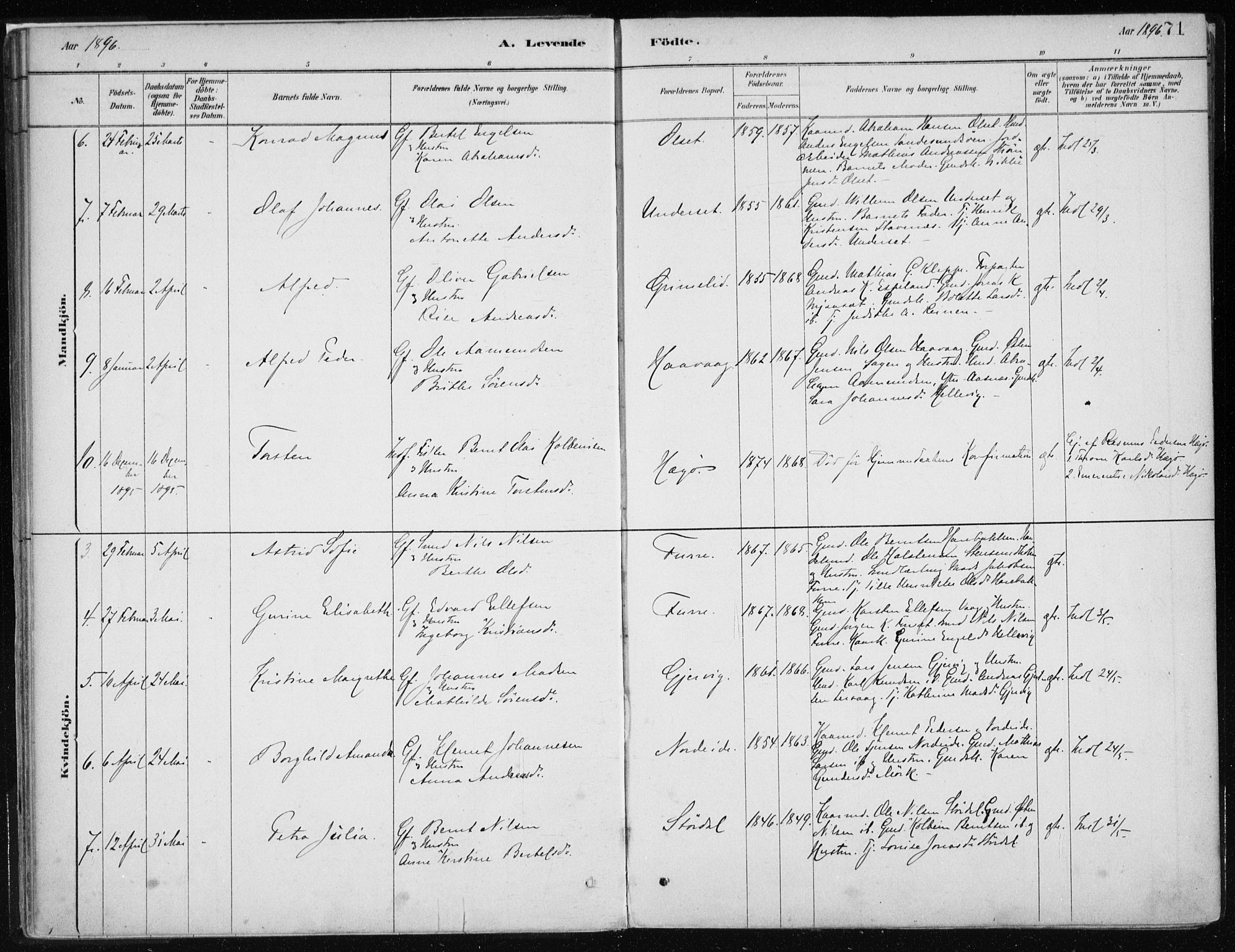 Askvoll sokneprestembete, AV/SAB-A-79501/H/Haa/Haab/L0002: Parish register (official) no. B 2, 1879-1909, p. 71