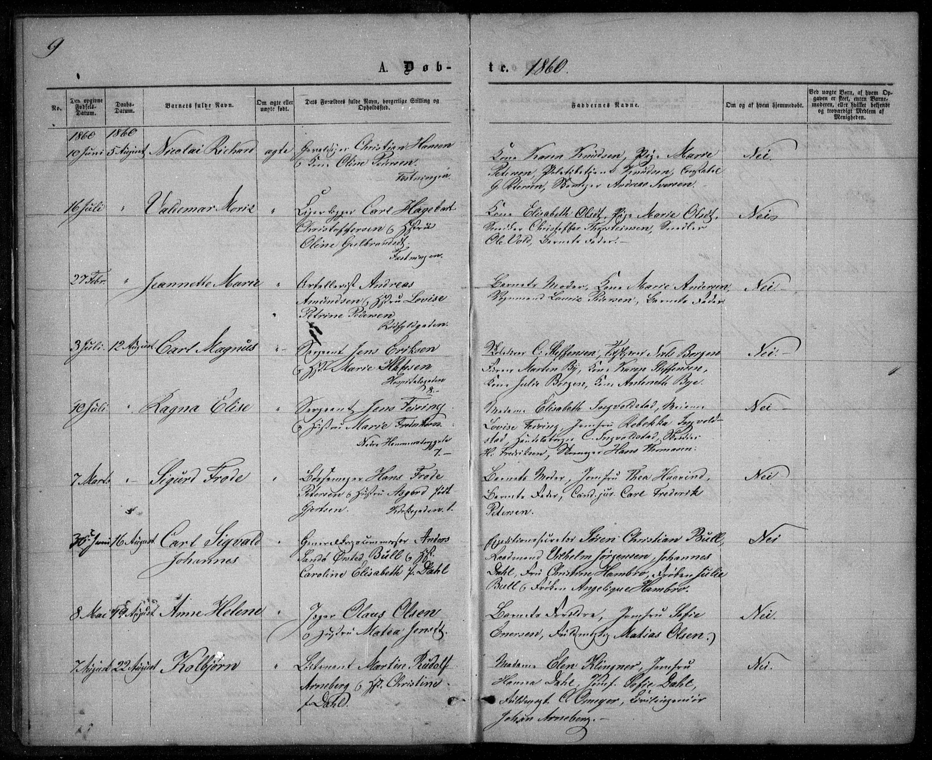 Garnisonsmenigheten Kirkebøker, AV/SAO-A-10846/G/Ga/L0006: Parish register (copy) no. 6, 1860-1880, p. 9