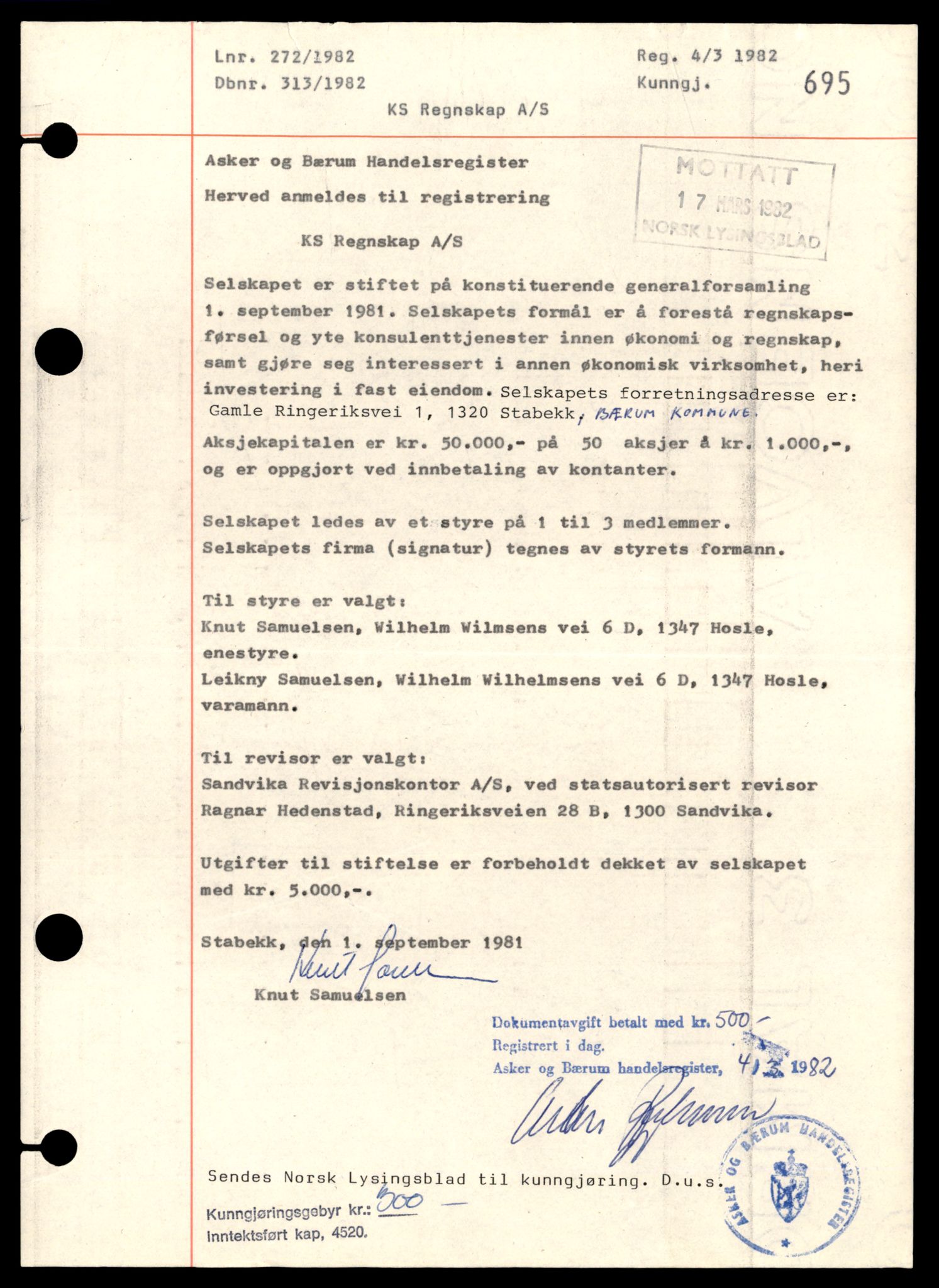 Asker og Bærum tingrett, AV/SAT-A-10379/K/Kb/Kbb/L0104: Aksjeselskap og andelslag i Bærum,  Ks - Land, 1948-1992, p. 3