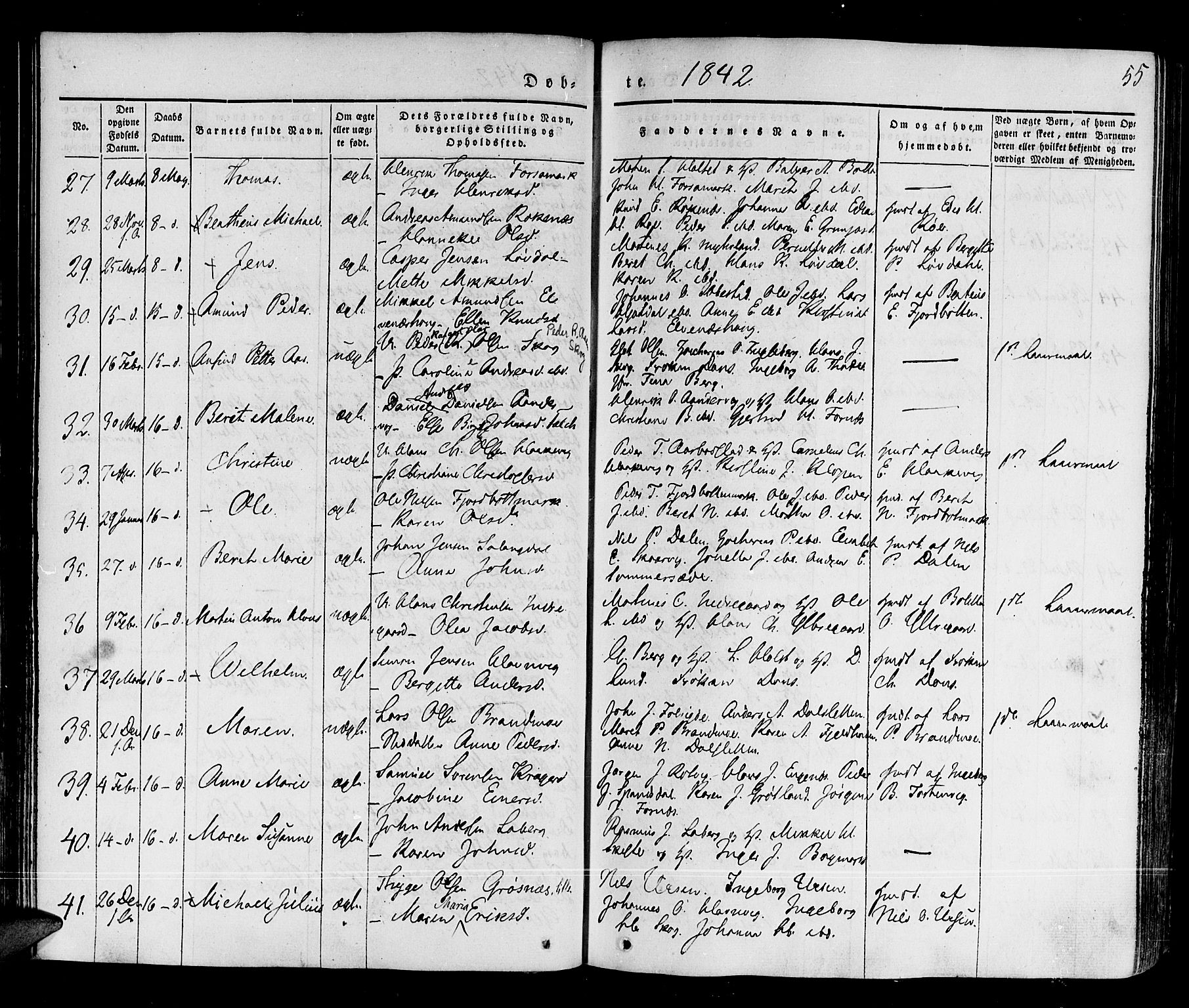 Ibestad sokneprestembete, AV/SATØ-S-0077/H/Ha/Haa/L0006kirke: Parish register (official) no. 6, 1837-1850, p. 55