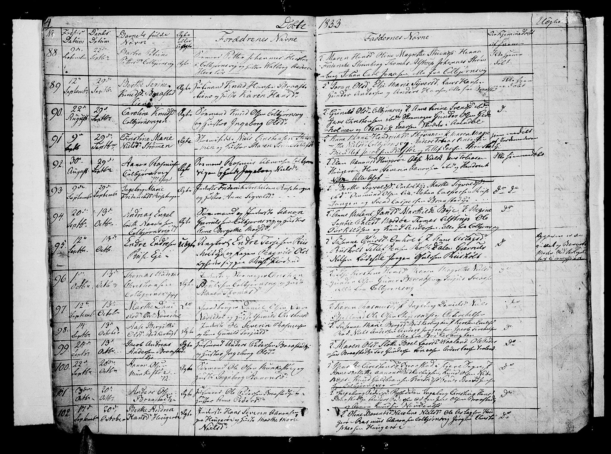 Øyestad sokneprestkontor, AV/SAK-1111-0049/F/Fb/L0005: Parish register (copy) no. B 5, 1833-1843, p. 4