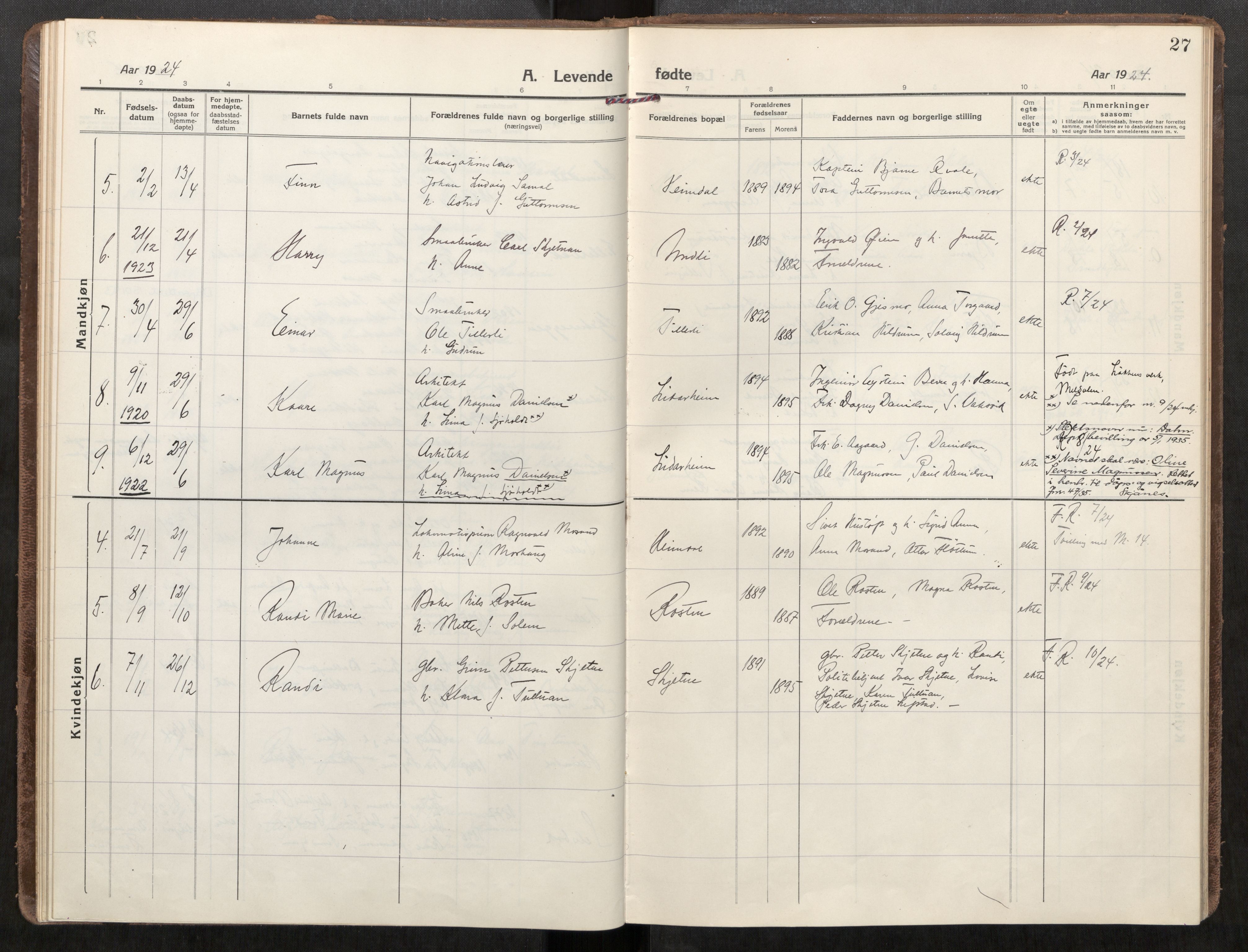 Klæbu sokneprestkontor, SAT/A-1112: Parish register (official) no. 3, 1917-1924, p. 27