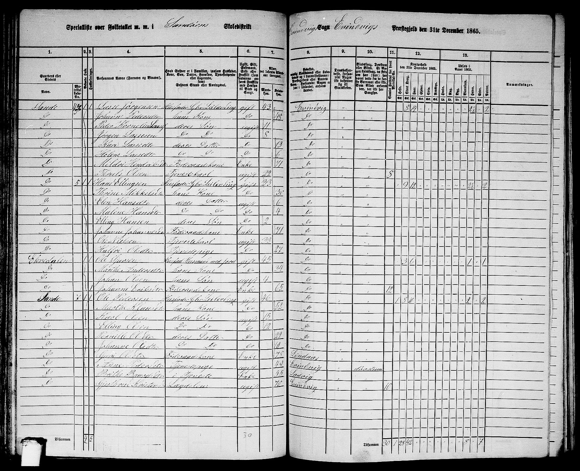 RA, 1865 census for Eivindvik, 1865, p. 91