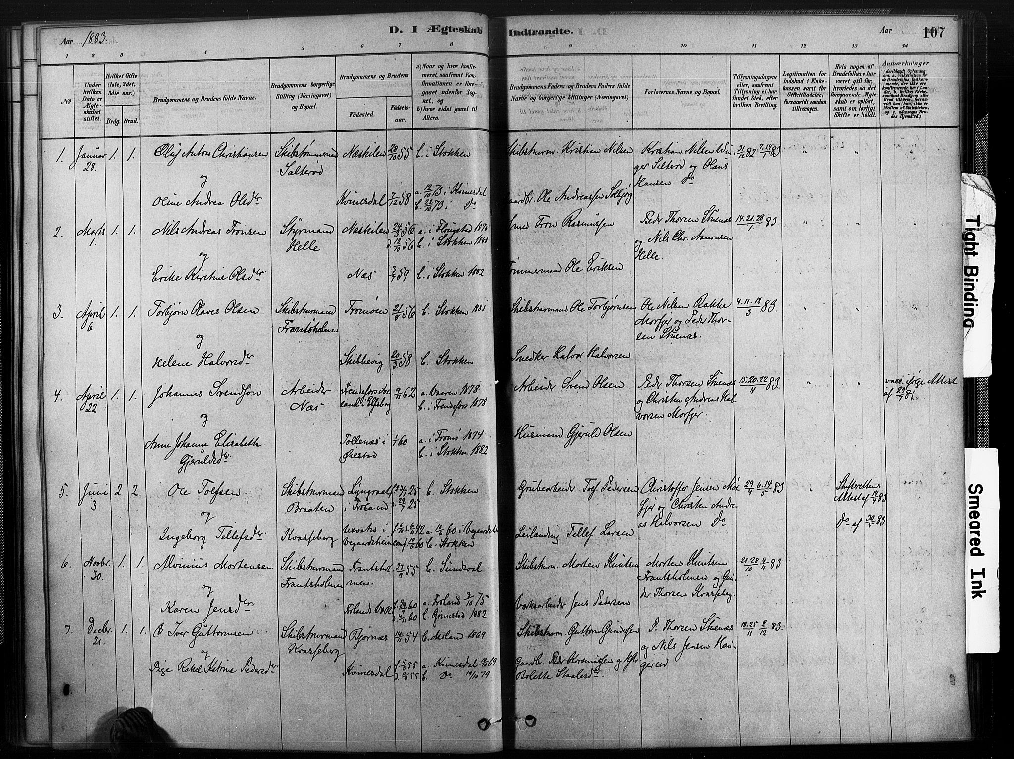 Austre Moland sokneprestkontor, AV/SAK-1111-0001/F/Fa/Fab/L0001: Parish register (official) no. A 1, 1878-1898, p. 107