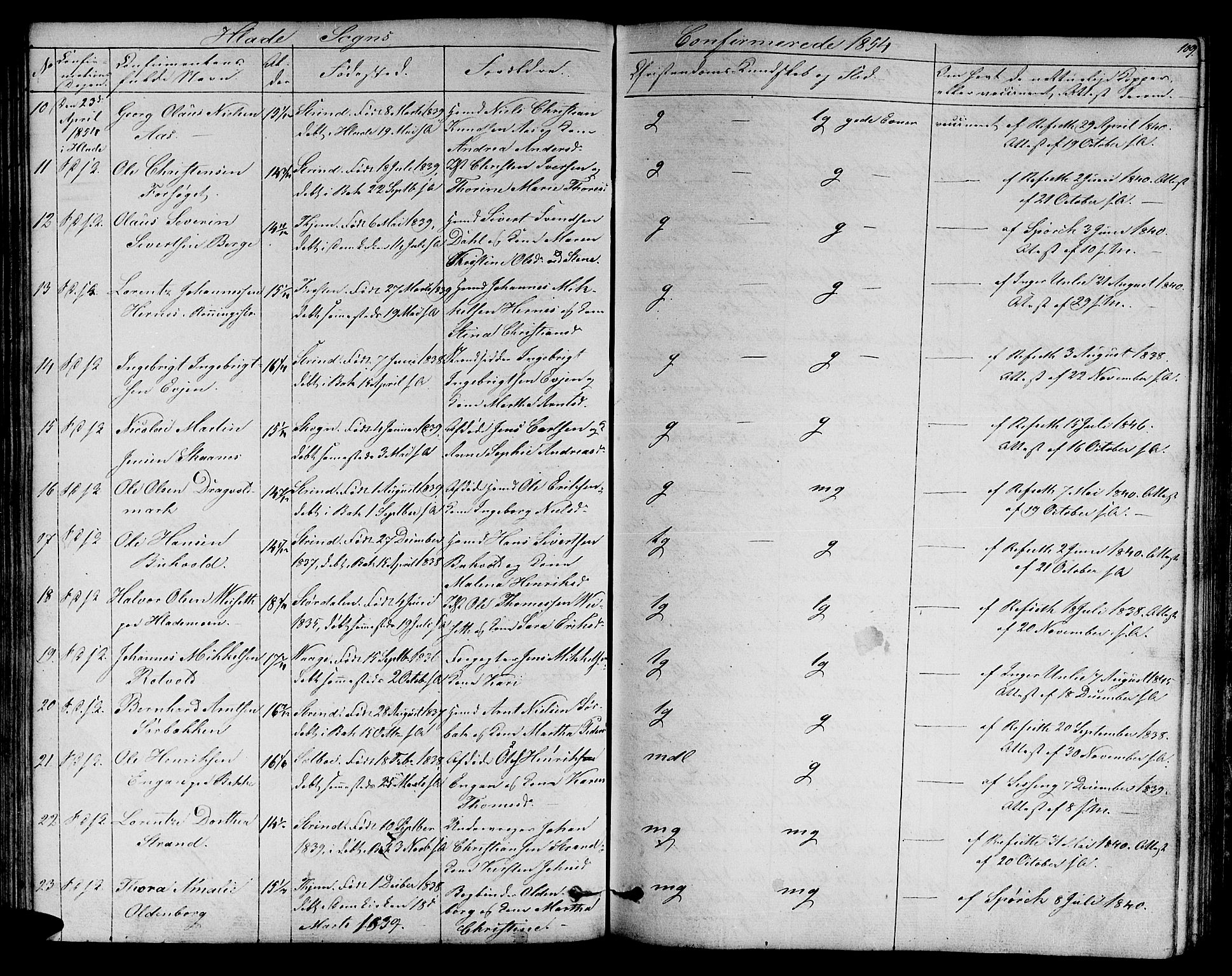 Ministerialprotokoller, klokkerbøker og fødselsregistre - Sør-Trøndelag, AV/SAT-A-1456/606/L0310: Parish register (copy) no. 606C06, 1850-1859, p. 109