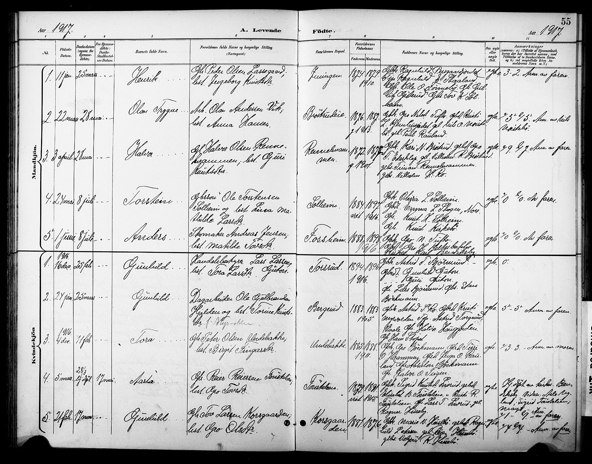 Nore kirkebøker, SAKO/A-238/F/Fc/L0005: Parish register (official) no. III 5, 1898-1922, p. 55
