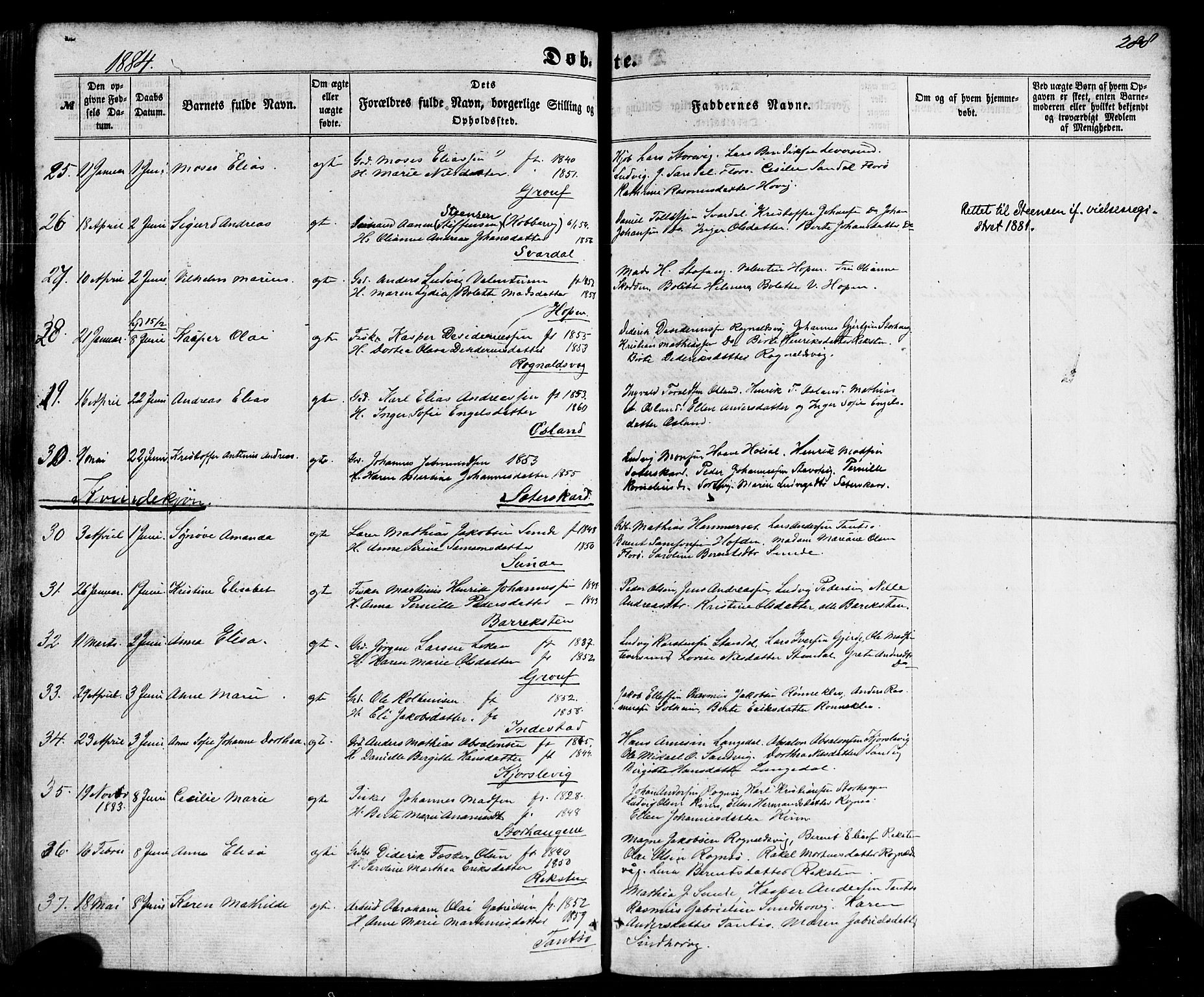 Kinn sokneprestembete, AV/SAB-A-80801/H/Haa/Haaa/L0006: Parish register (official) no. A 6, 1857-1885, p. 288