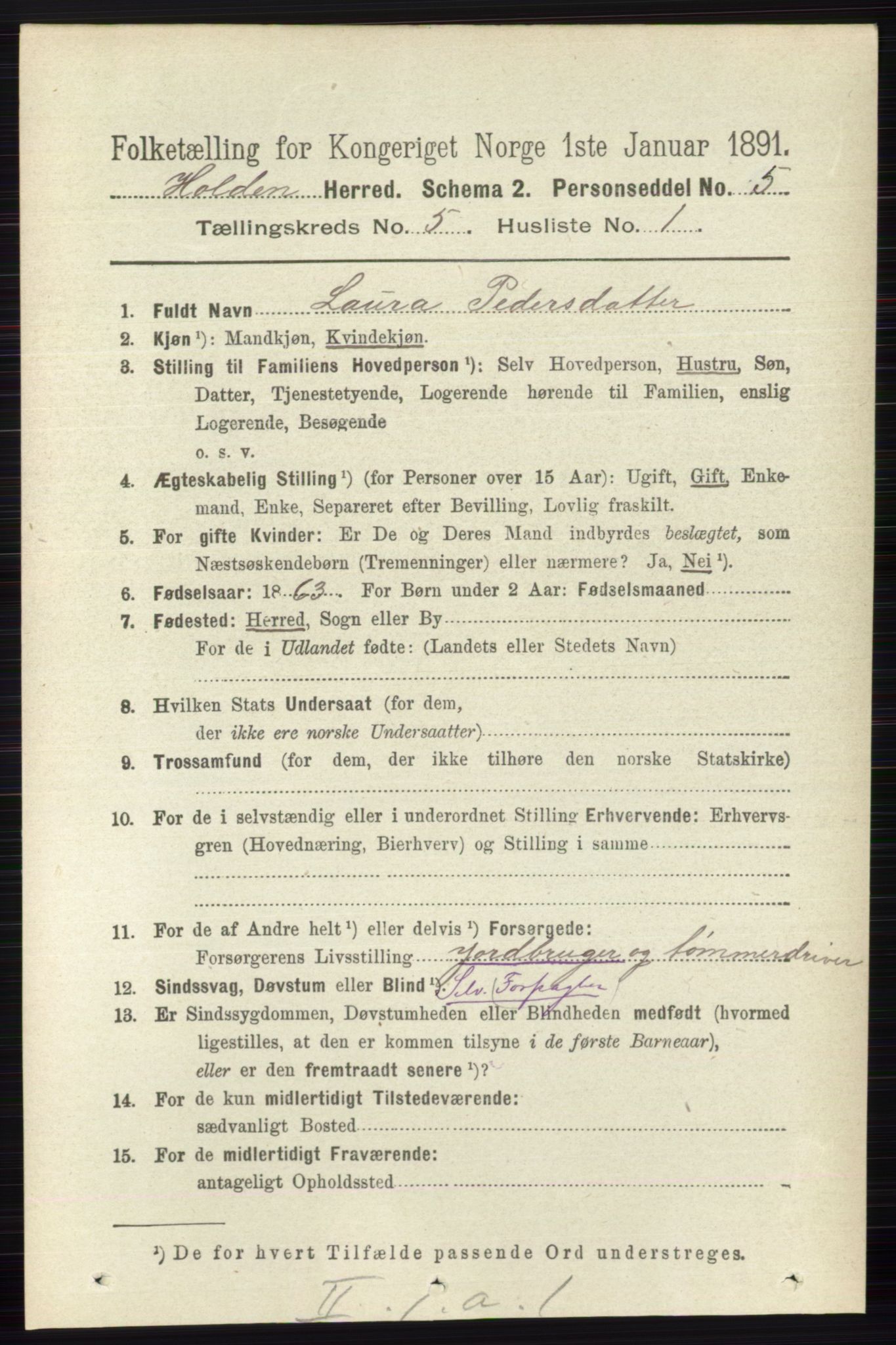RA, 1891 census for 0819 Holla, 1891, p. 2747