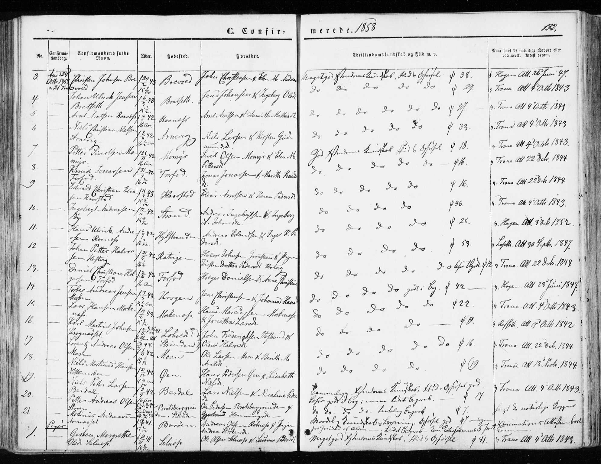 Ministerialprotokoller, klokkerbøker og fødselsregistre - Sør-Trøndelag, SAT/A-1456/655/L0677: Parish register (official) no. 655A06, 1847-1860, p. 132
