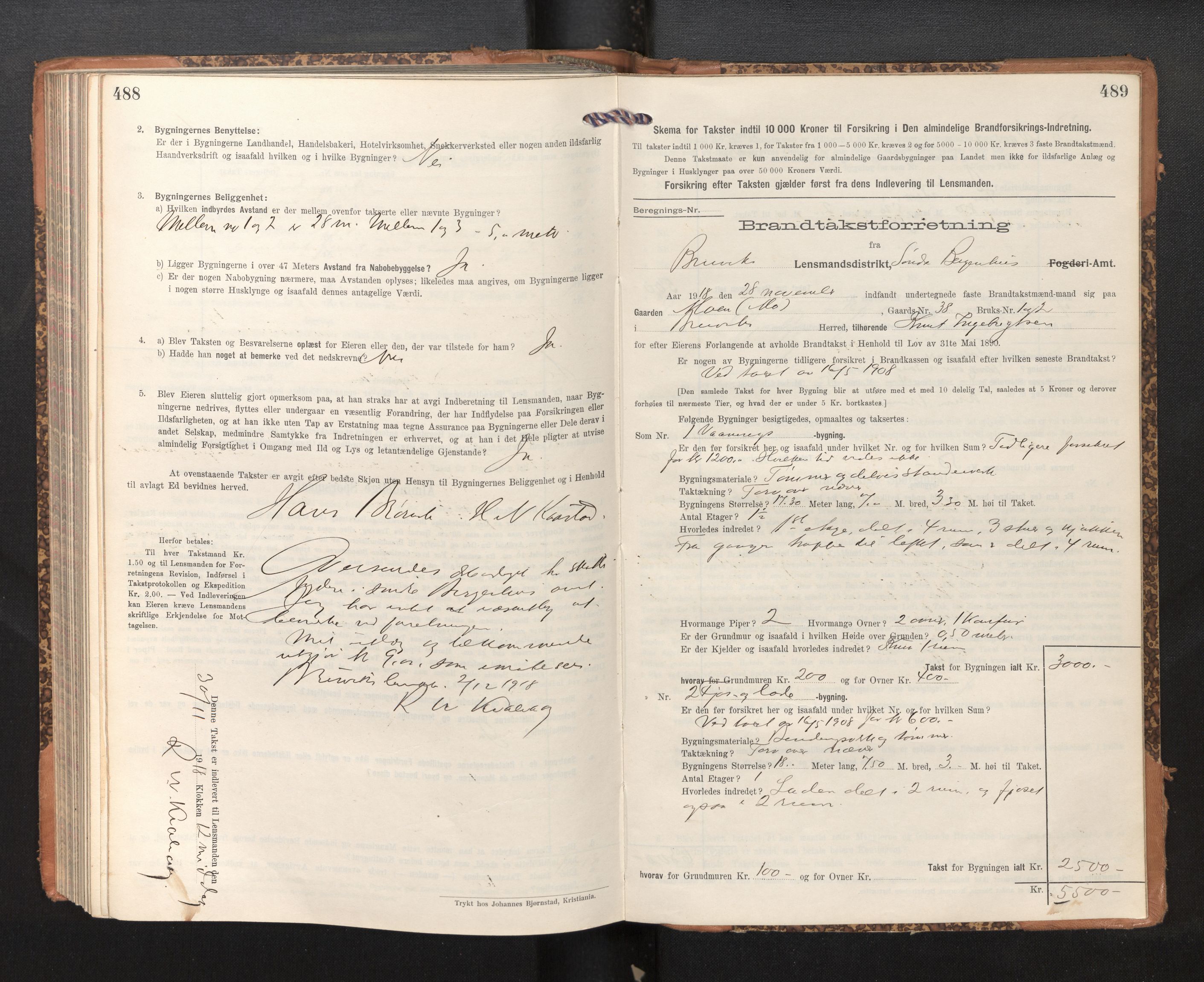 Lensmannen i Bruvik, SAB/A-31301/0012/L0008: Branntakstprotokoll, skjematakst, 1914-1919, p. 488-489
