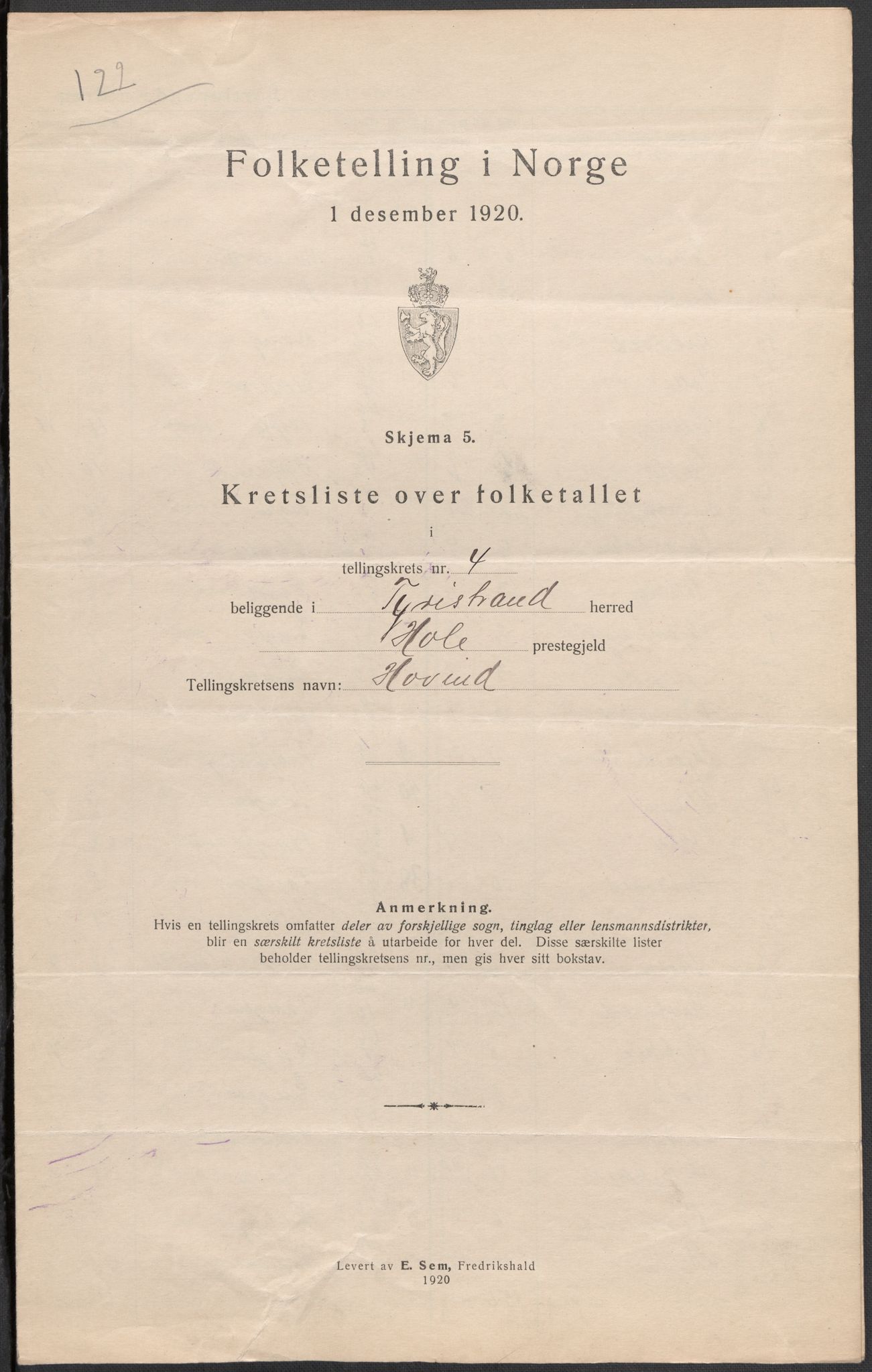 SAKO, 1920 census for Tyristrand, 1920, p. 17