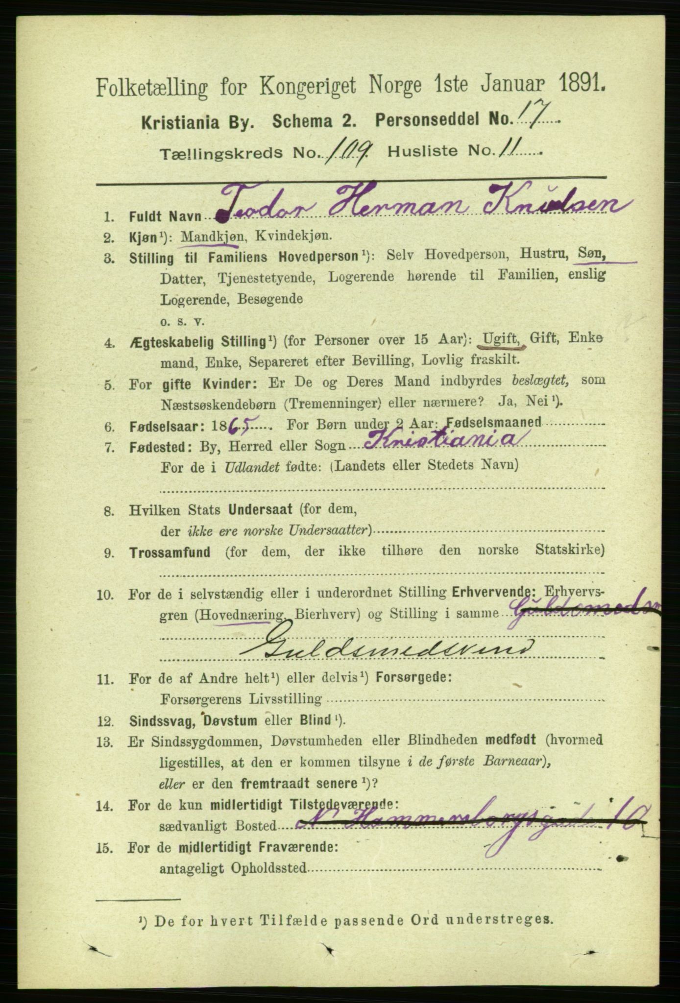 RA, 1891 census for 0301 Kristiania, 1891, p. 56649