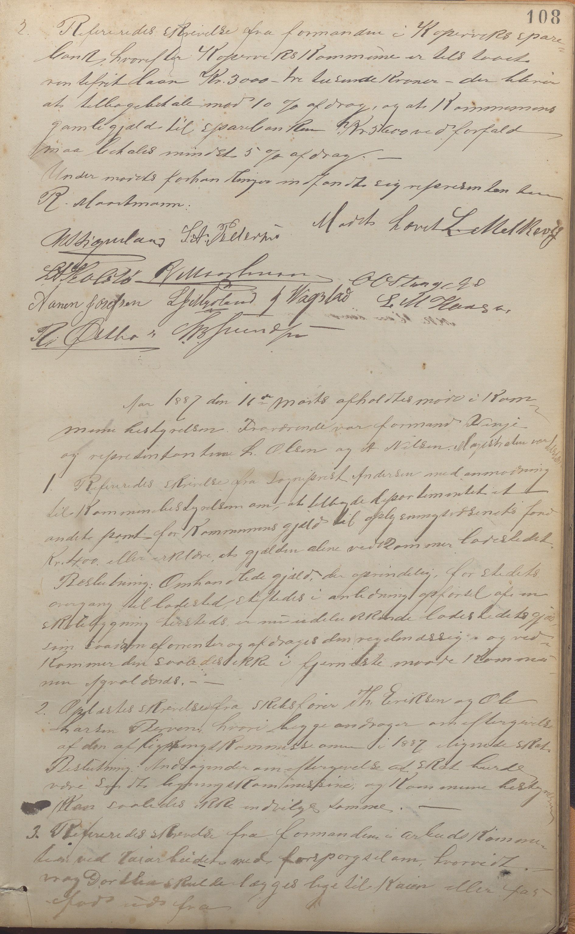Kopervik Kommune - Formannskapet og Bystyret, IKAR/K-102468/A/Aa/L0002: Møtebok, 1874-1894, p. 108a