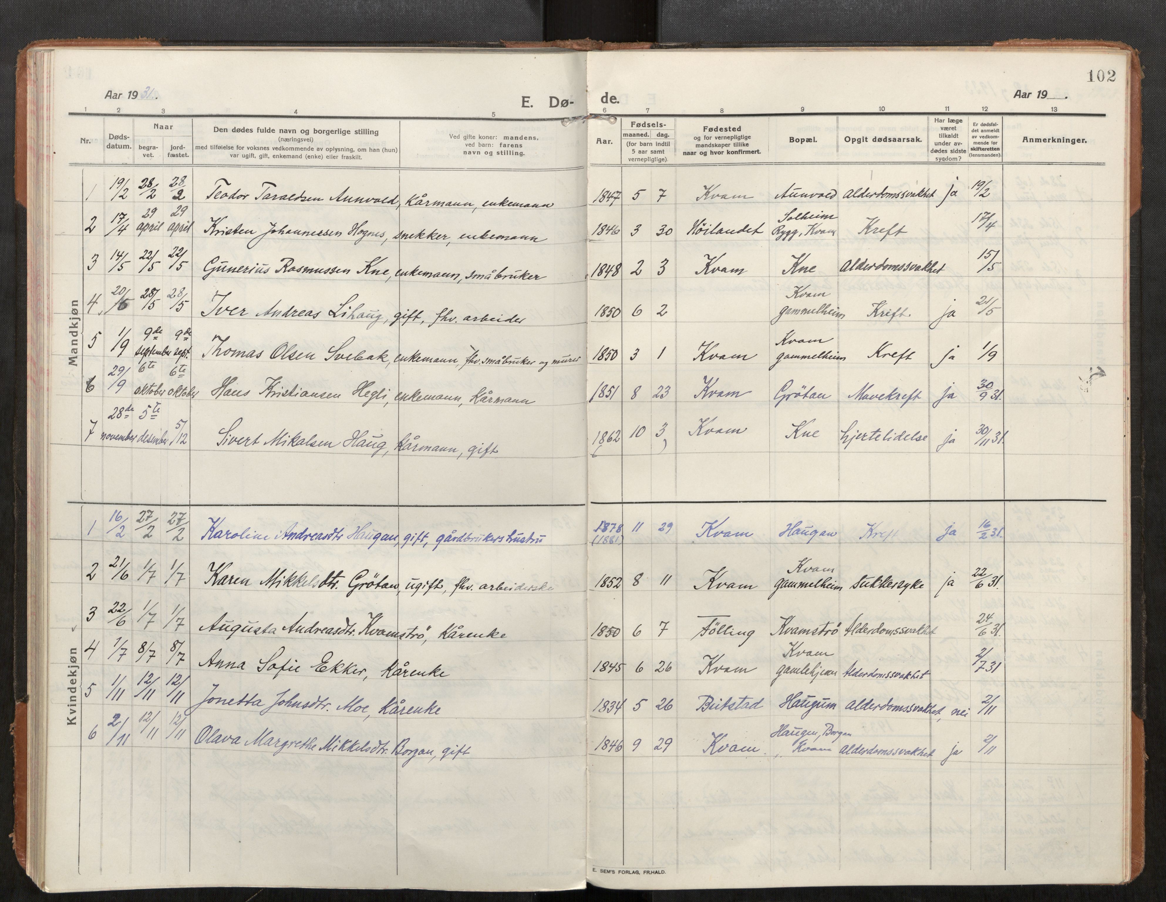 Stod sokneprestkontor, AV/SAT-A-1164/1/I/I1/I1a/L0004: Parish register (official) no. 4, 1913-1933, p. 102