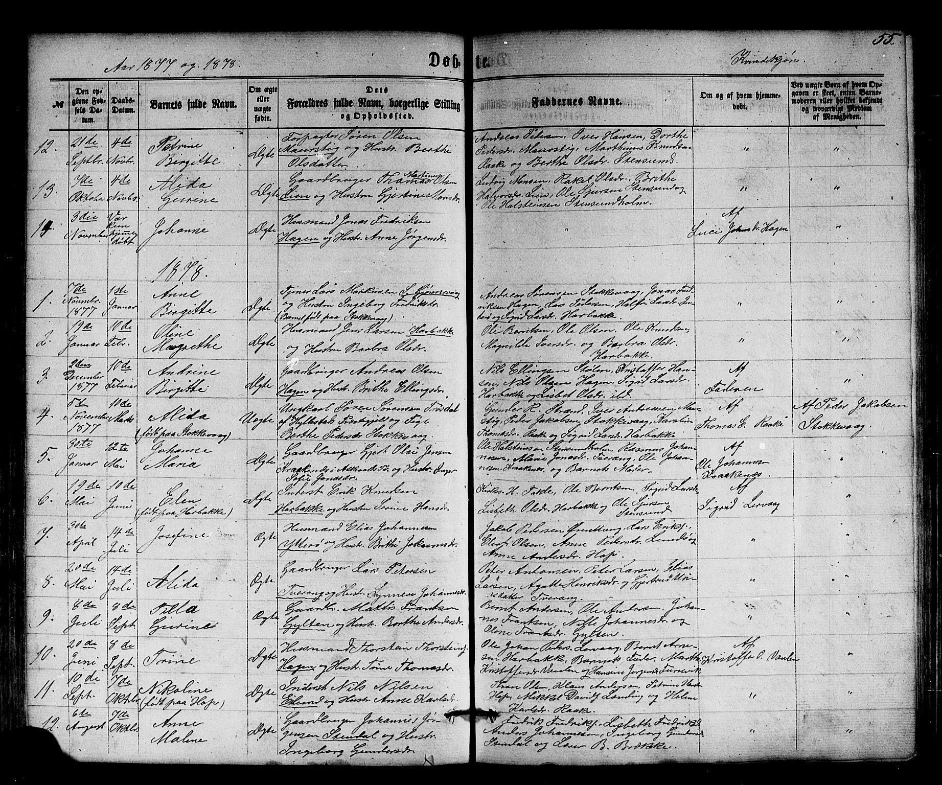 Solund sokneprestembete, AV/SAB-A-81401: Parish register (copy) no. A 1, 1860-1893, p. 55