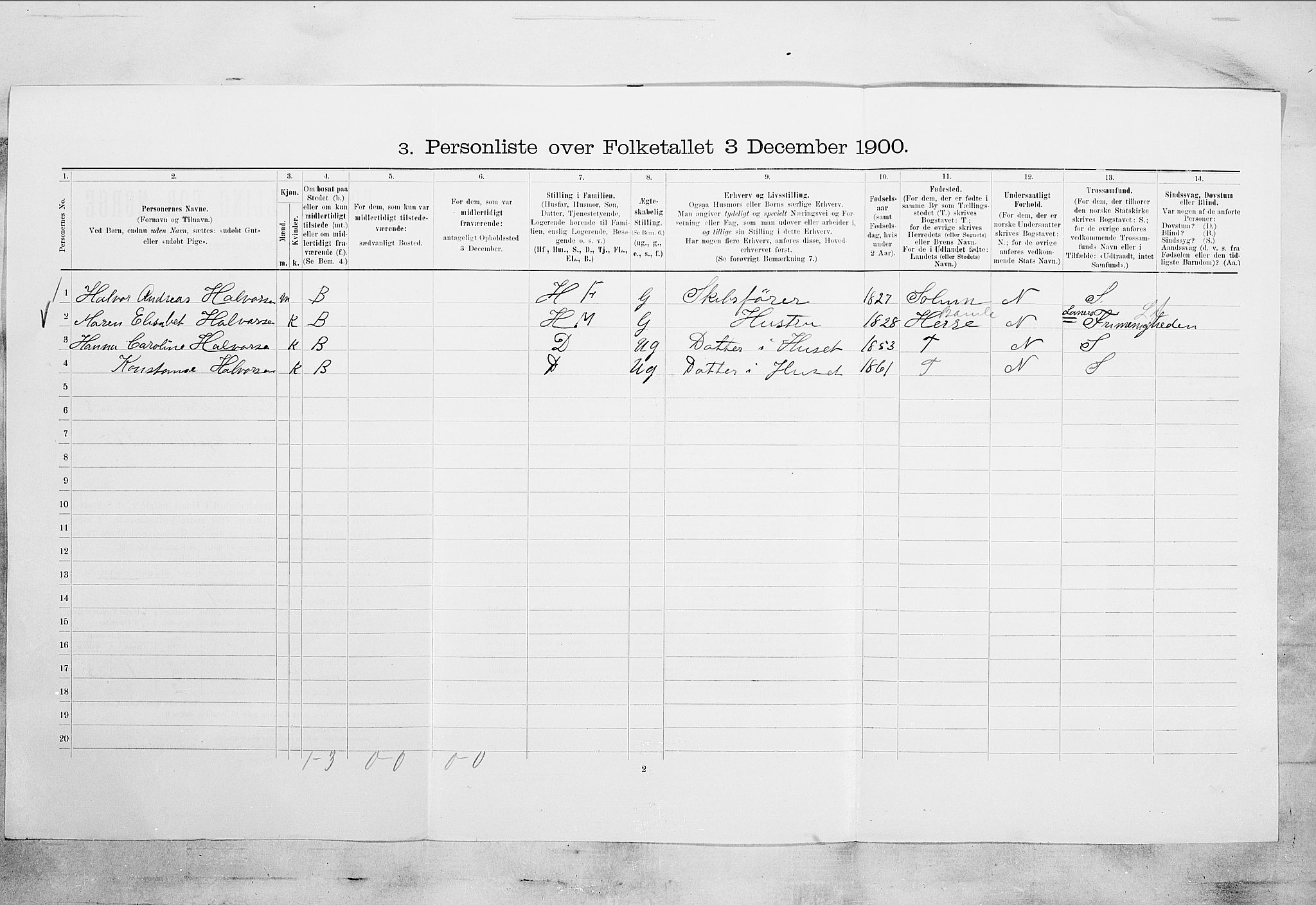 SAKO, 1900 census for Porsgrunn, 1900, p. 1232
