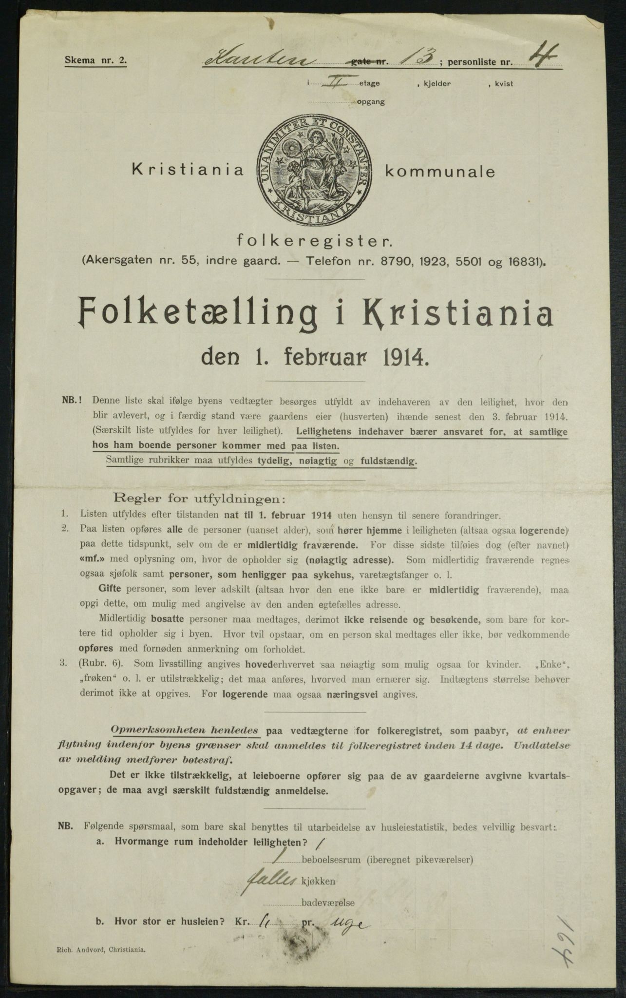 OBA, Municipal Census 1914 for Kristiania, 1914, p. 48239