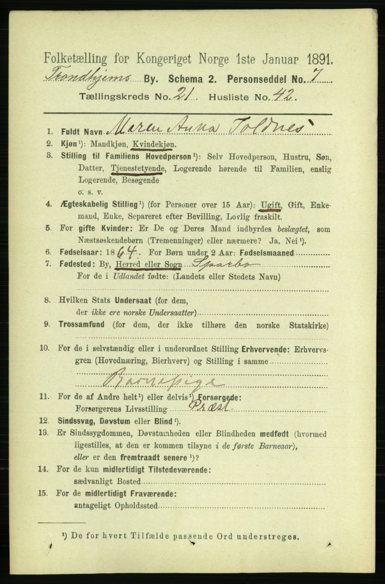 RA, 1891 census for 1601 Trondheim, 1891, p. 16520