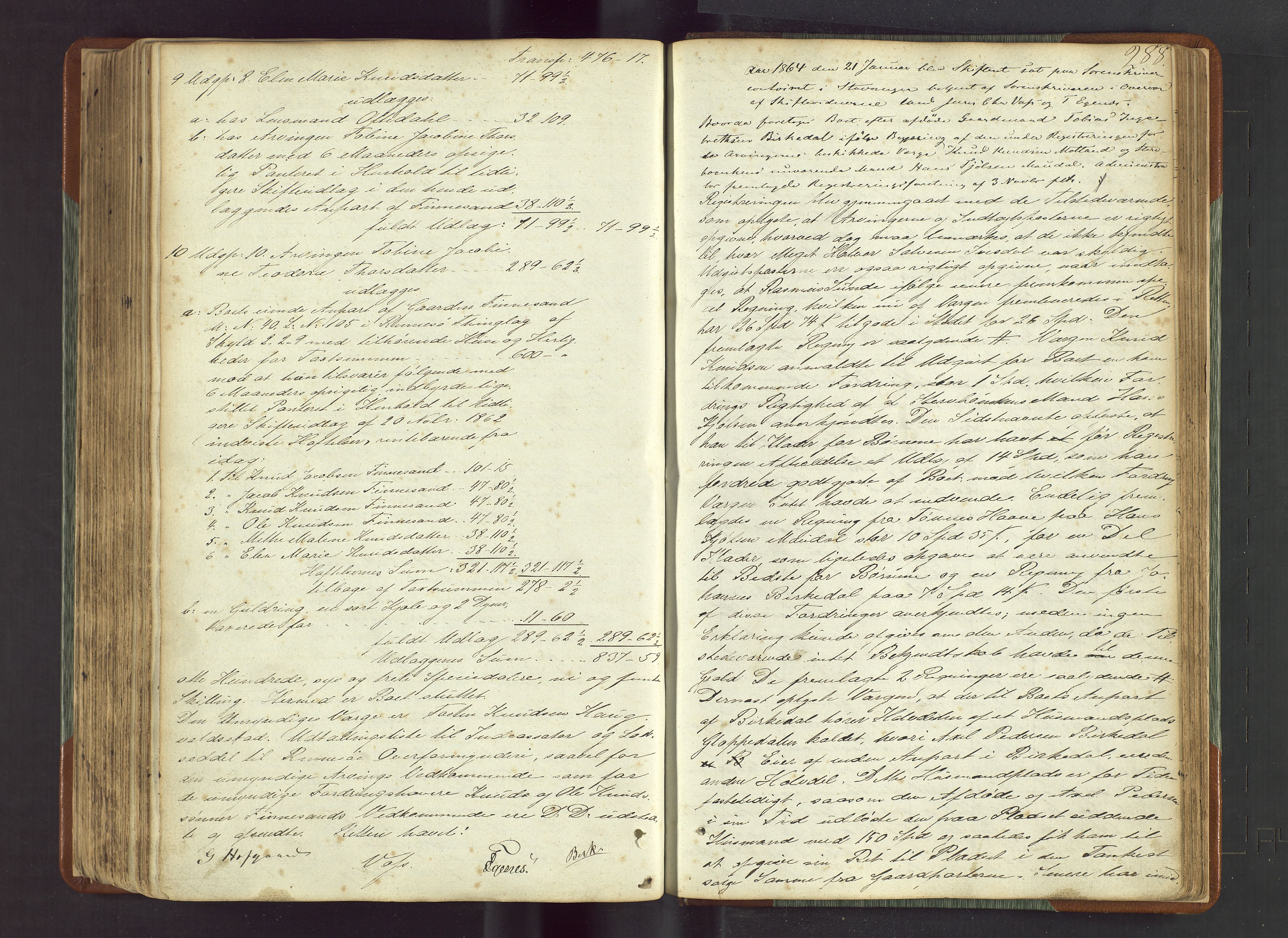 Ryfylke tingrett, AV/SAST-A-100055/001/IV/IVF/L0012a: Skifteforhandlingsprotokoll D1 Høle og Rennesøy, 1847-1880, p. 288