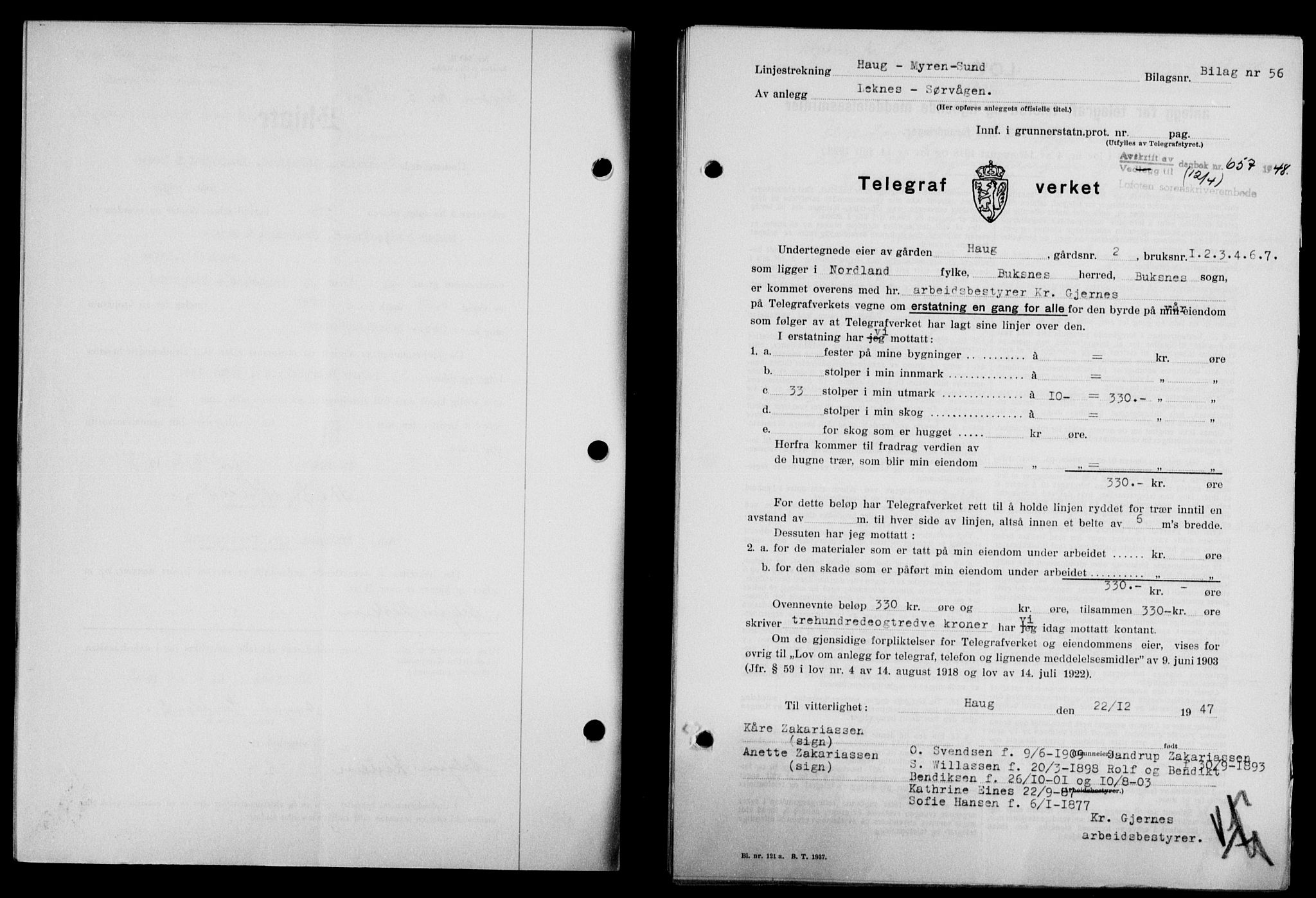 Lofoten sorenskriveri, SAT/A-0017/1/2/2C/L0018a: Mortgage book no. 18a, 1948-1948, Diary no: : 657/1948