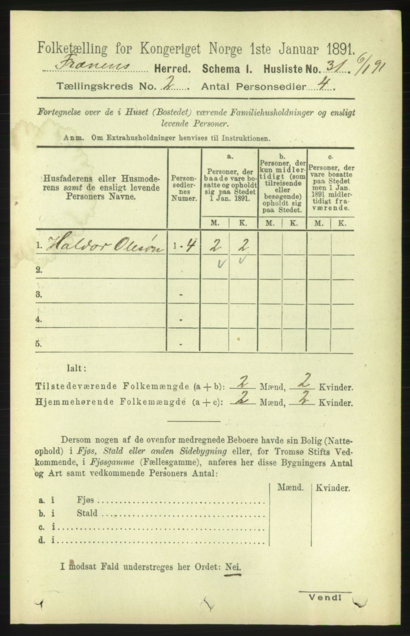 RA, 1891 census for 1548 Fræna, 1891, p. 482