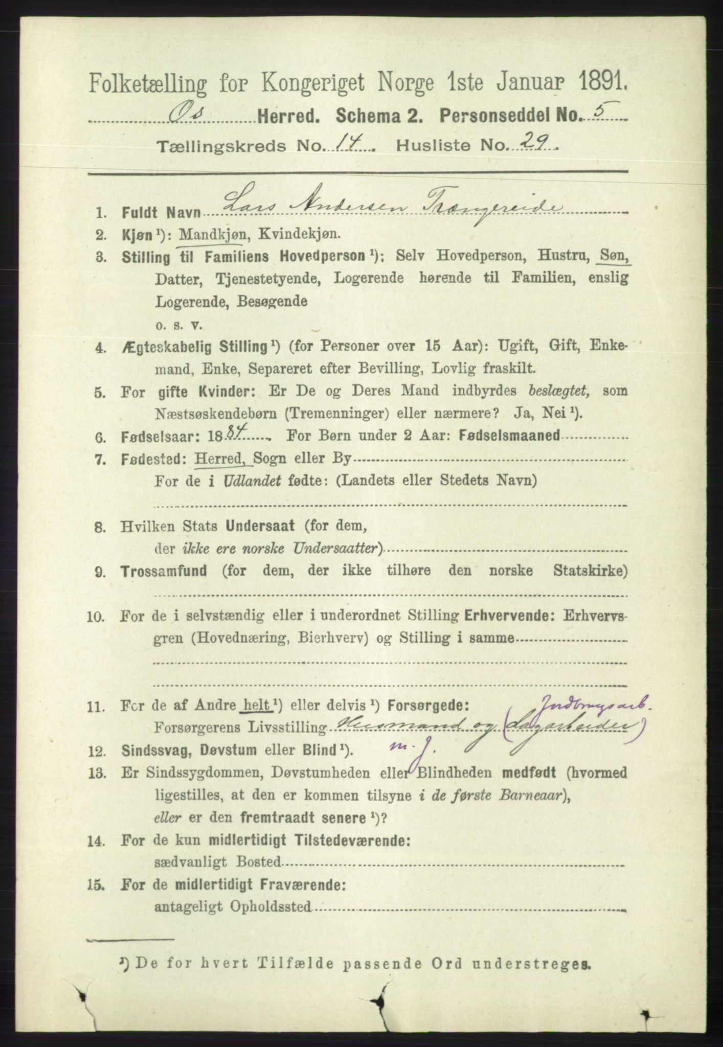 RA, 1891 census for 1243 Os, 1891, p. 3252