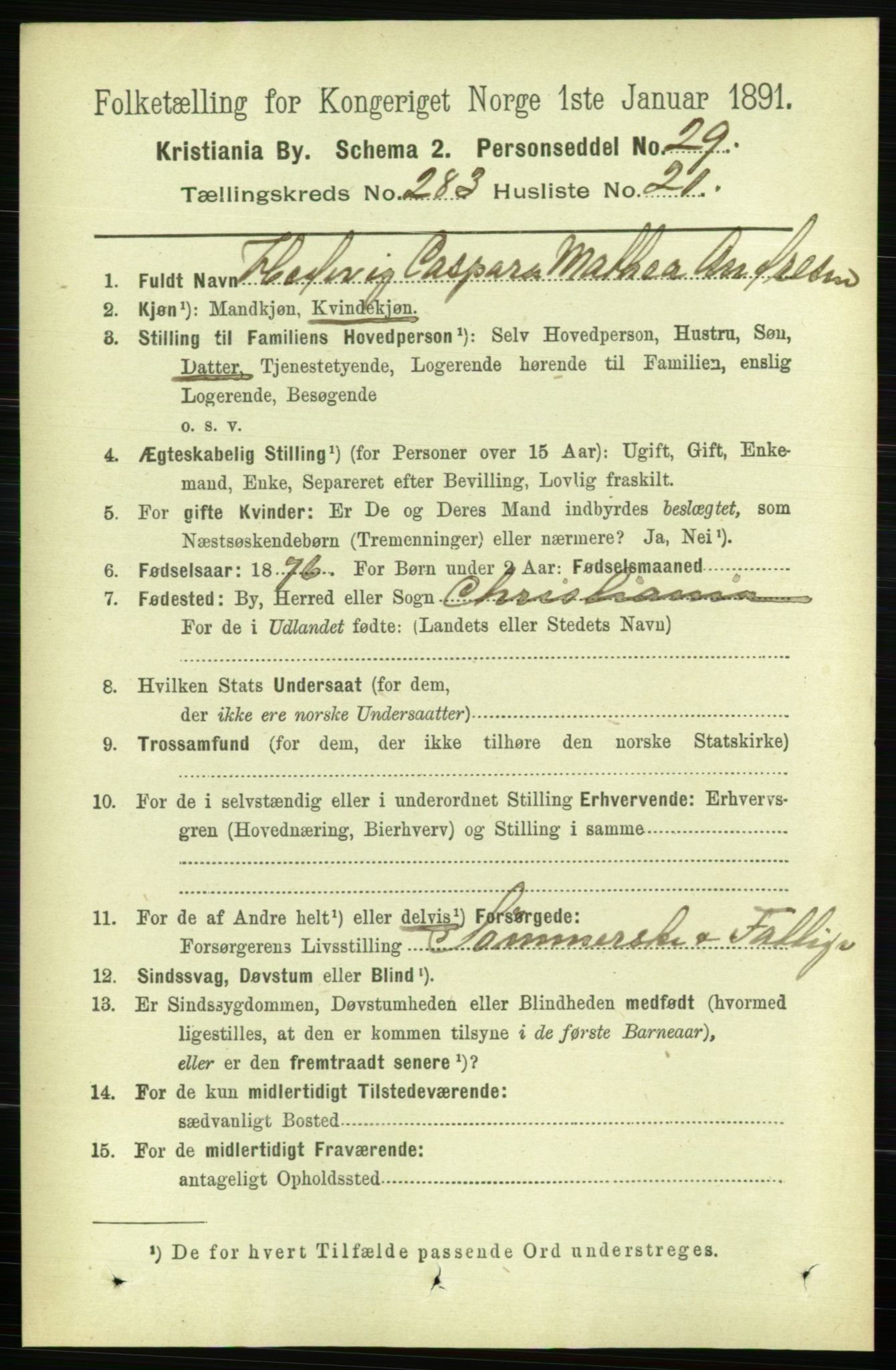 RA, 1891 census for 0301 Kristiania, 1891, p. 173372