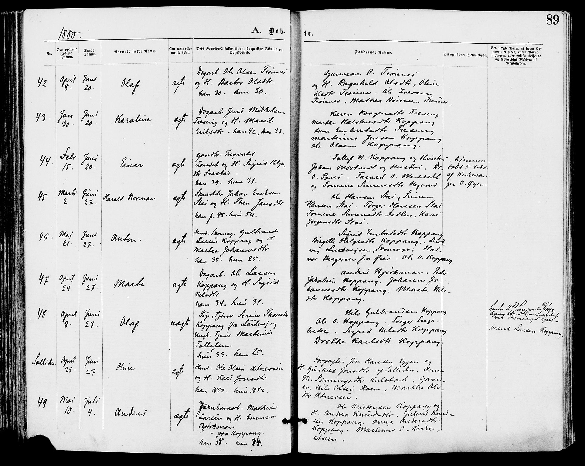 Stor-Elvdal prestekontor, AV/SAH-PREST-052/H/Ha/Haa/L0001: Parish register (official) no. 1, 1871-1882, p. 89