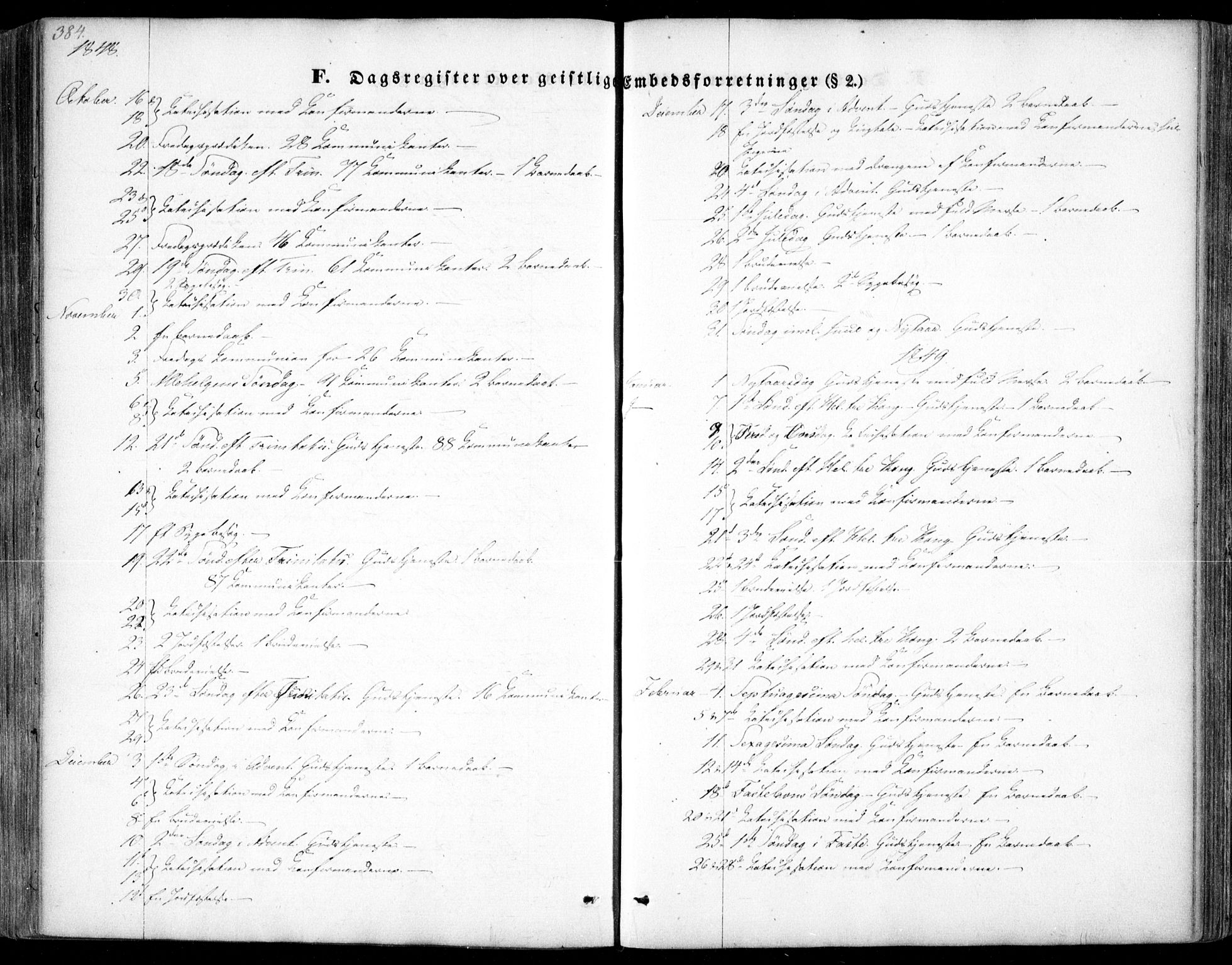 Arendal sokneprestkontor, Trefoldighet, SAK/1111-0040/F/Fa/L0005: Parish register (official) no. A 5, 1838-1854, p. 384