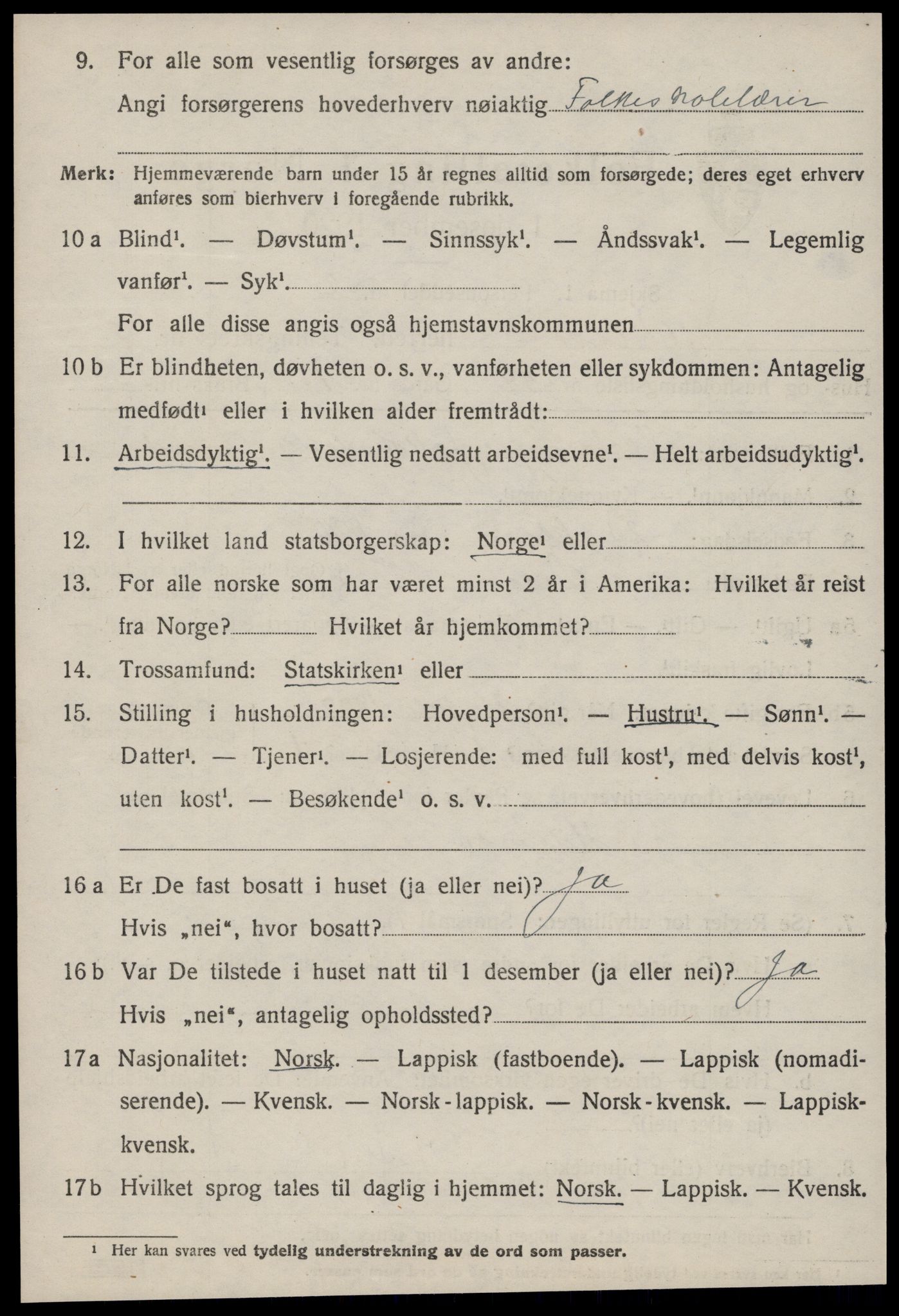 SAT, 1920 census for Ørland, 1920, p. 4928